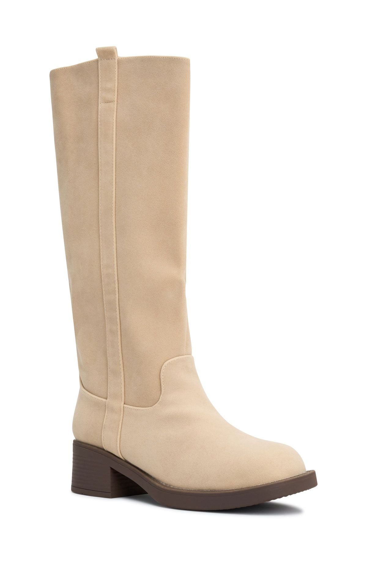 White Fox Lainey Knee High Boots Nude Faux Suede