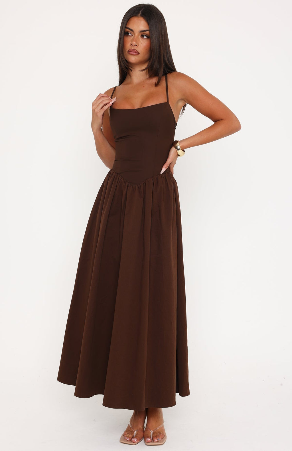 White Fox Sundrift Maxi Dress Chocolate
