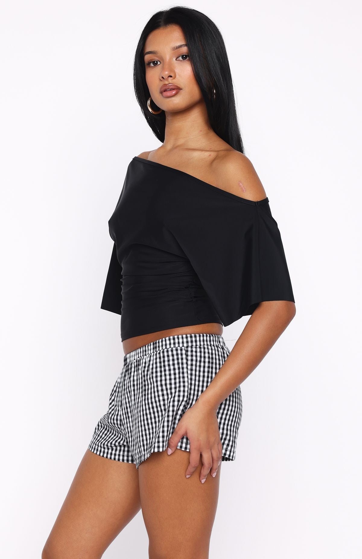 White Fox Marrakech Moments Cinched Waist Top Black
