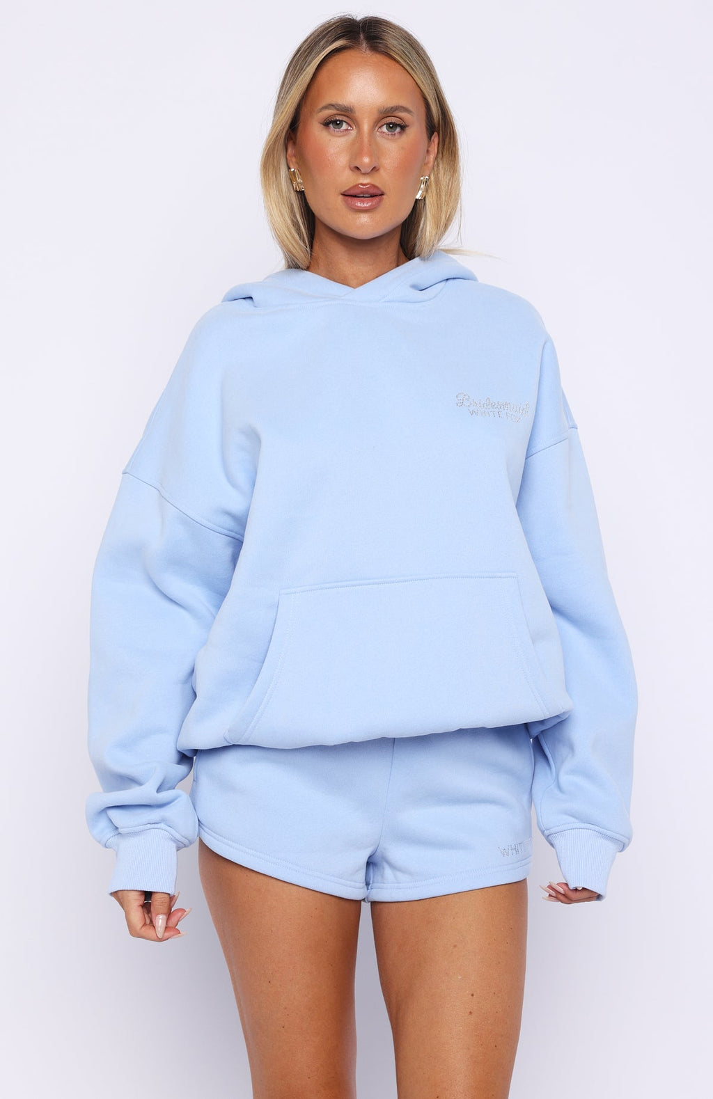 White Fox Bridal Party Lounge Shorts Light Blue