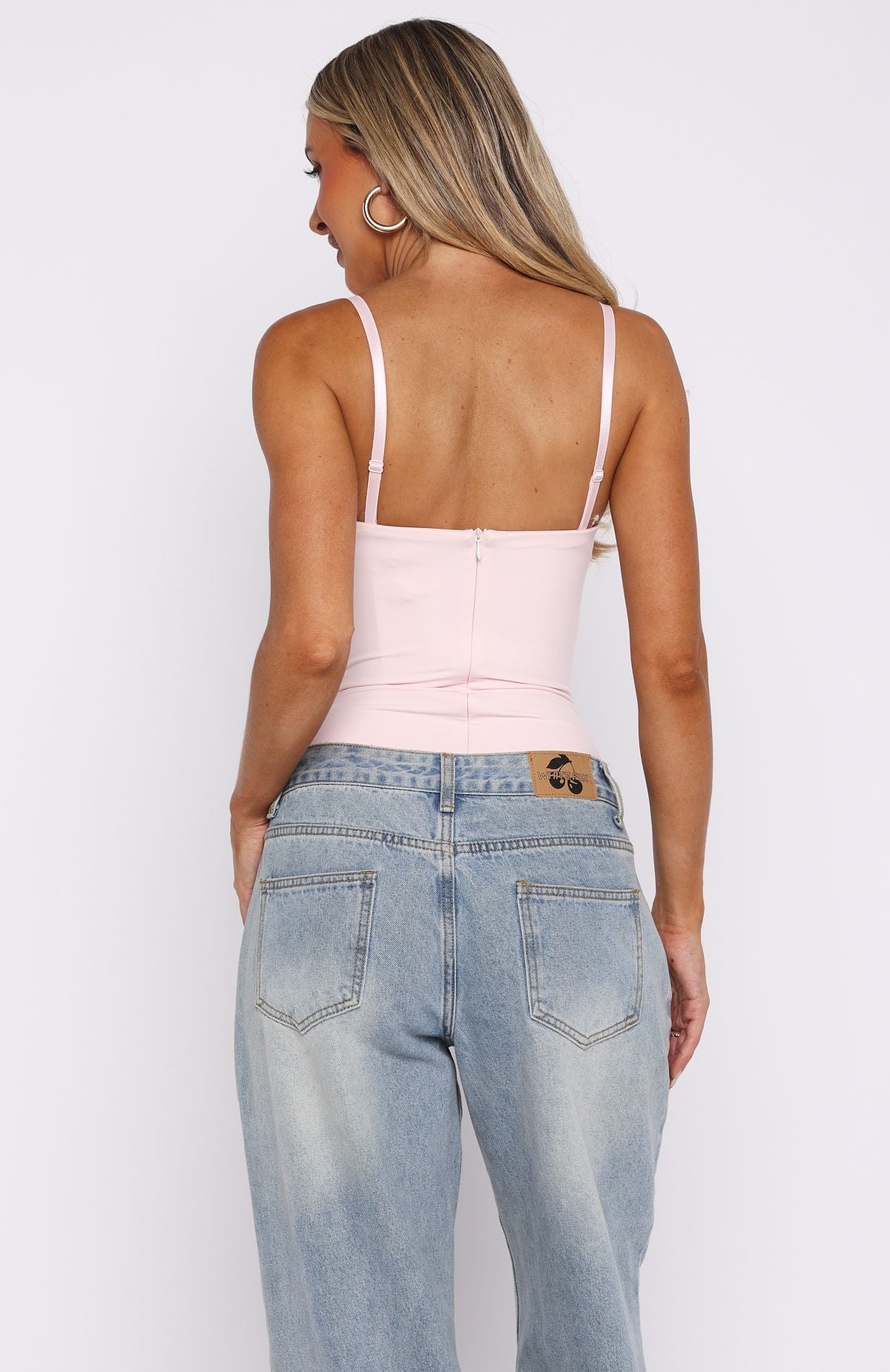 White Fox Stuck To You Bodysuit Baby Pink