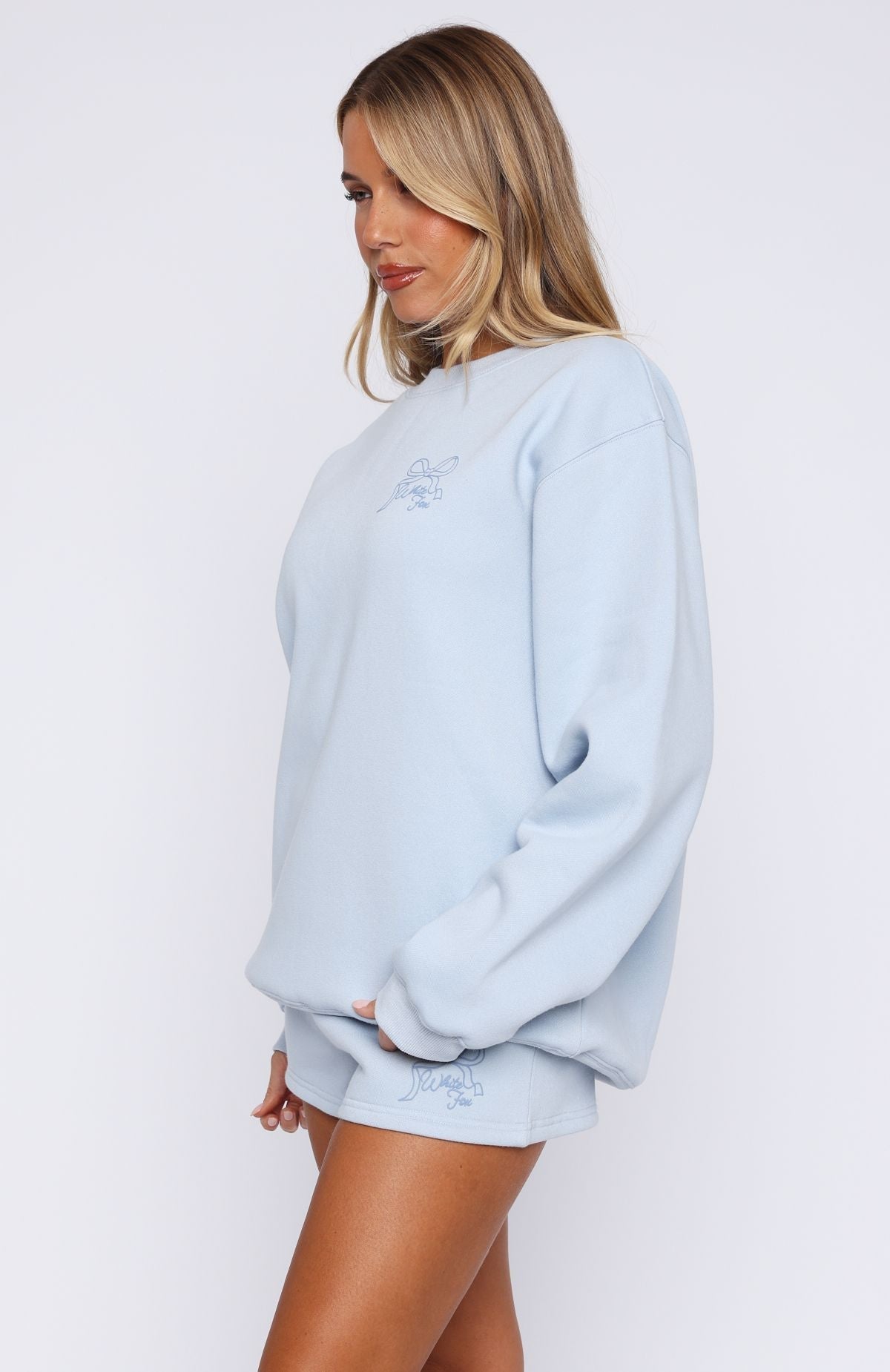 White Fox Love You Forever Oversized Sweater Baby Blue