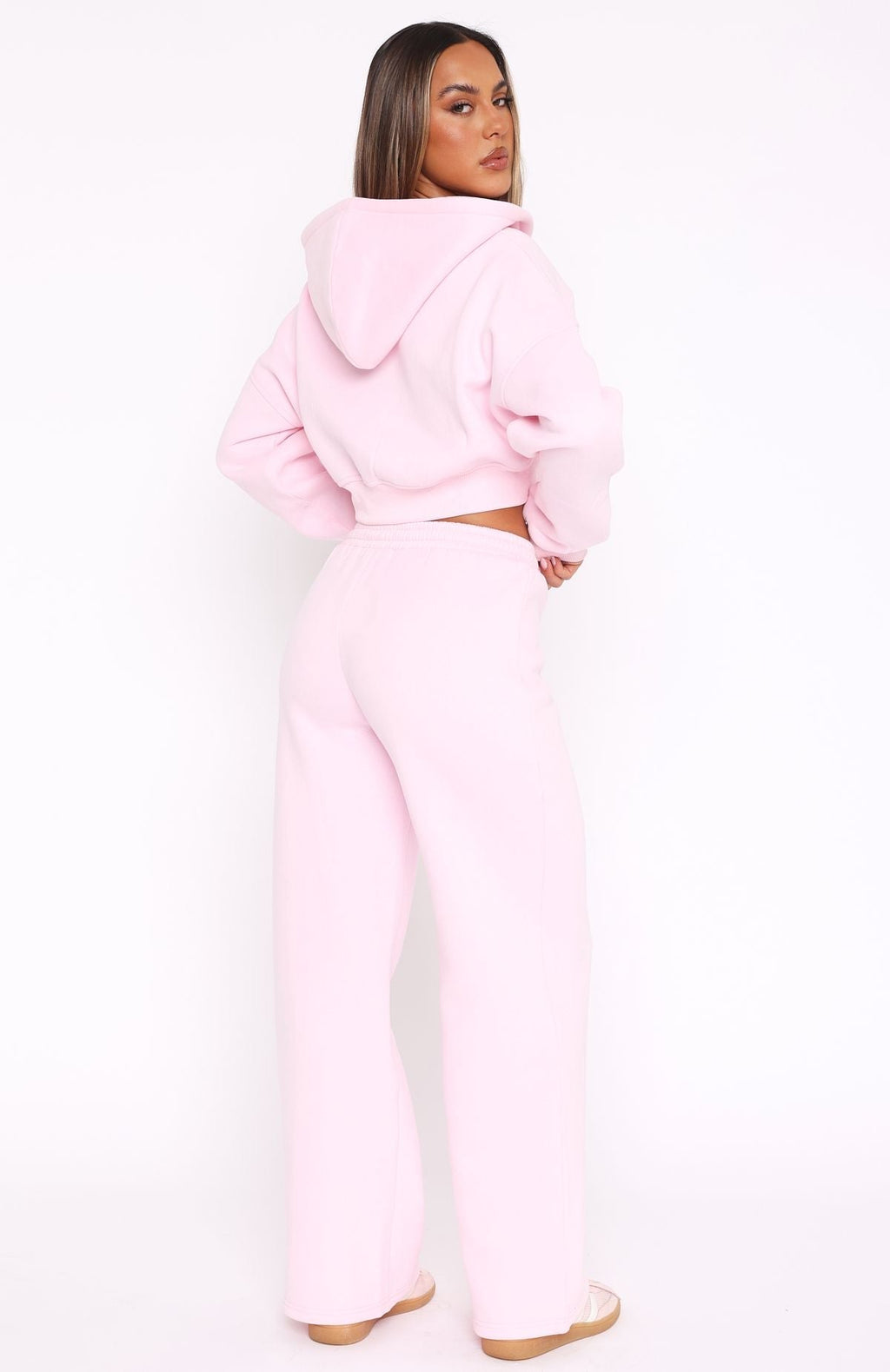 White Fox Straight Forward Wide Leg Sweatpants Pink