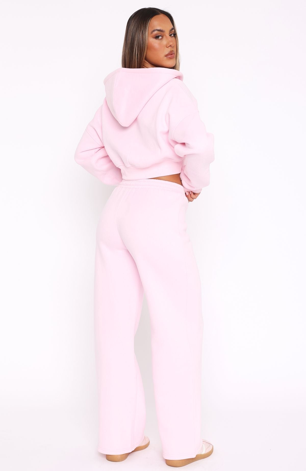 White Fox Straight Forward Wide Leg Sweatpants Pink
