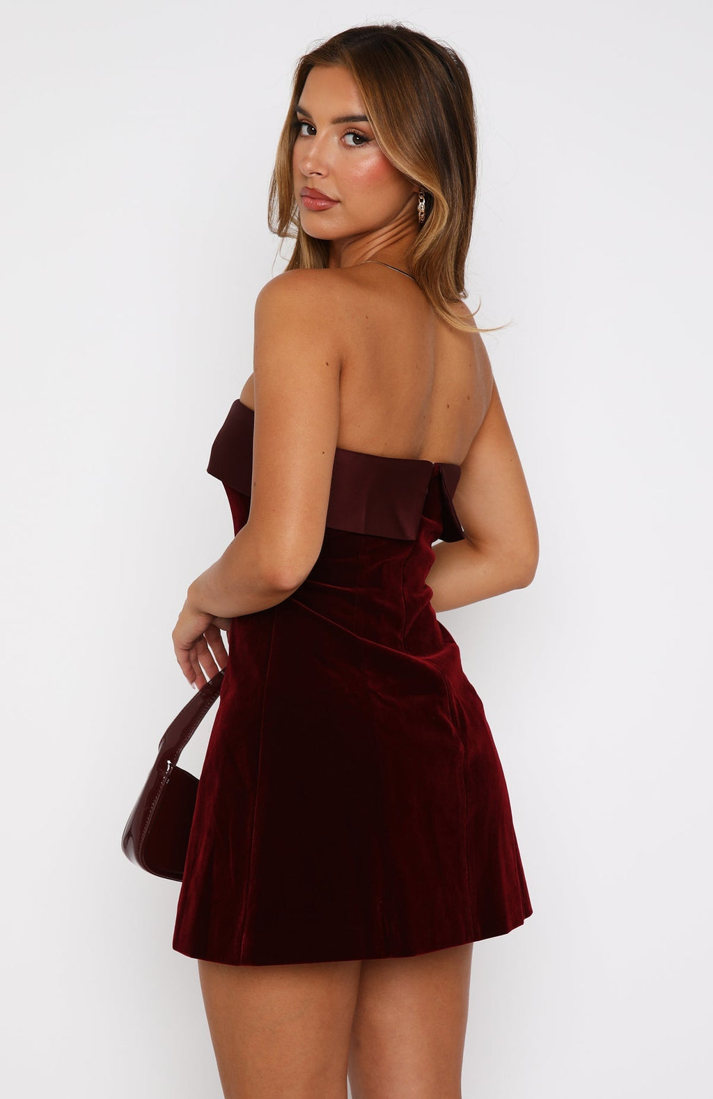 White Fox Let Loose Strapless Mini Dress Deep Red