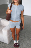 White Fox Almost Love Knit Shorts Grey