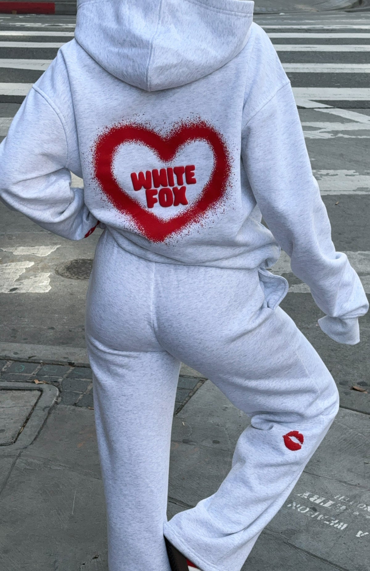 White Fox 11th Street City Girl At Heart Wide Leg Sweatpants Cherry Glaze
