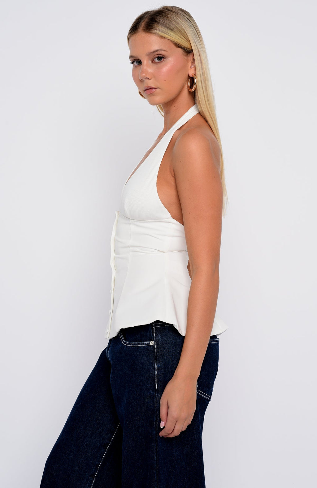 White Fox Let Me Be Loved Halter Top White
