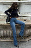White Fox Millie High Rise Bootleg Jeans Dark Blue