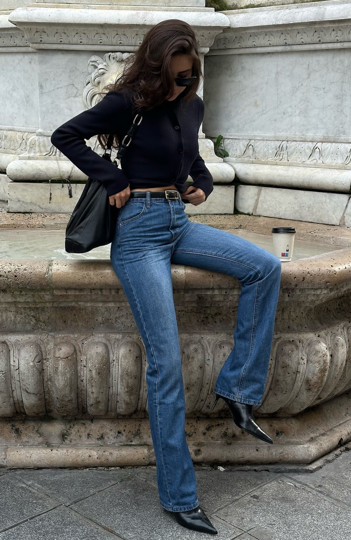 White Fox Millie High Rise Bootleg Jeans Dark Blue