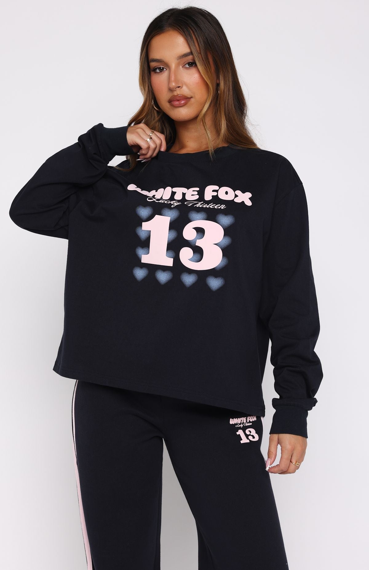 White Fox Lucky Thirteen Charise Long Sleeve Tee Navy