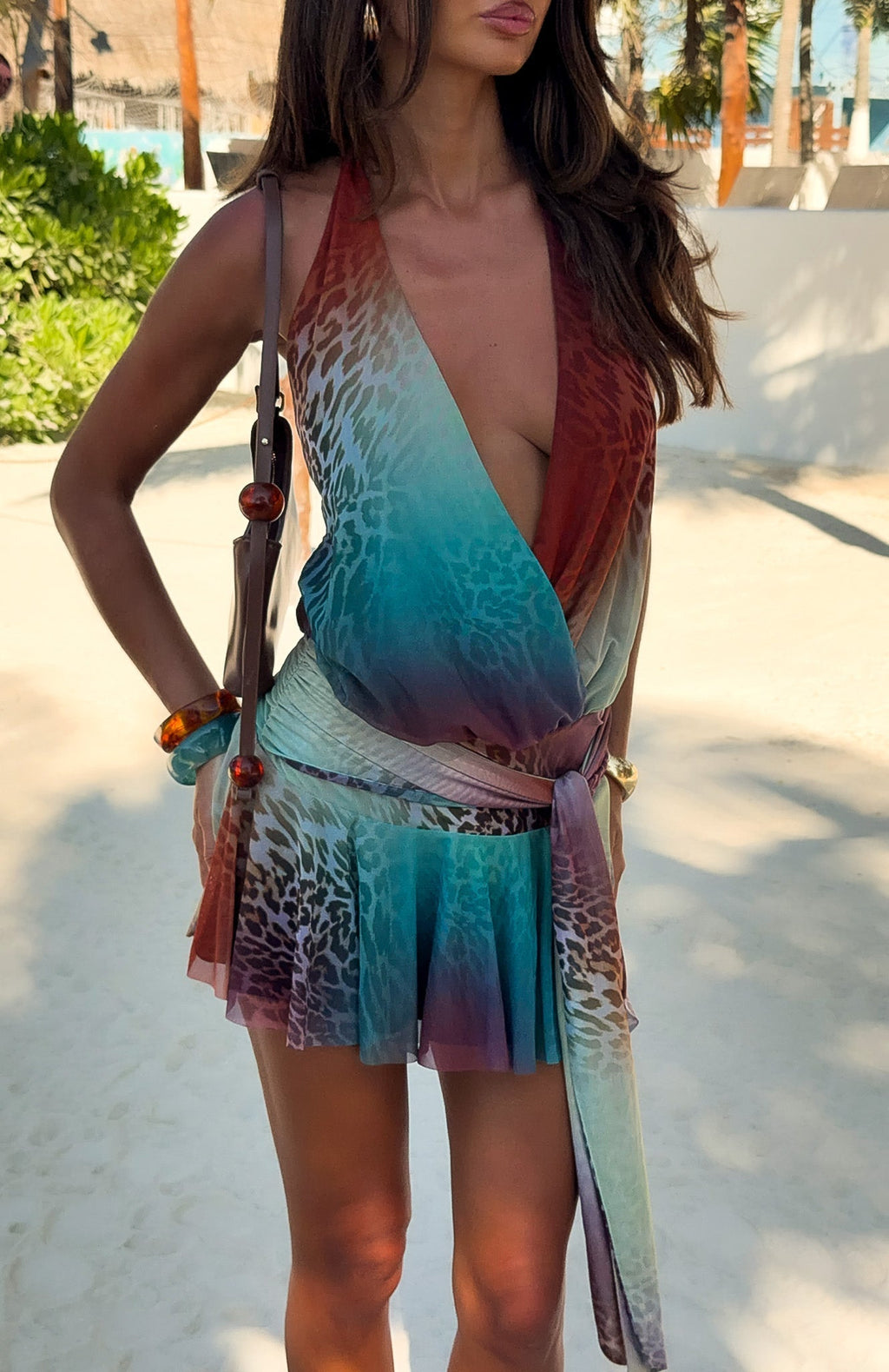 White Fox Strobe Lights Mini Dress Opal Halo