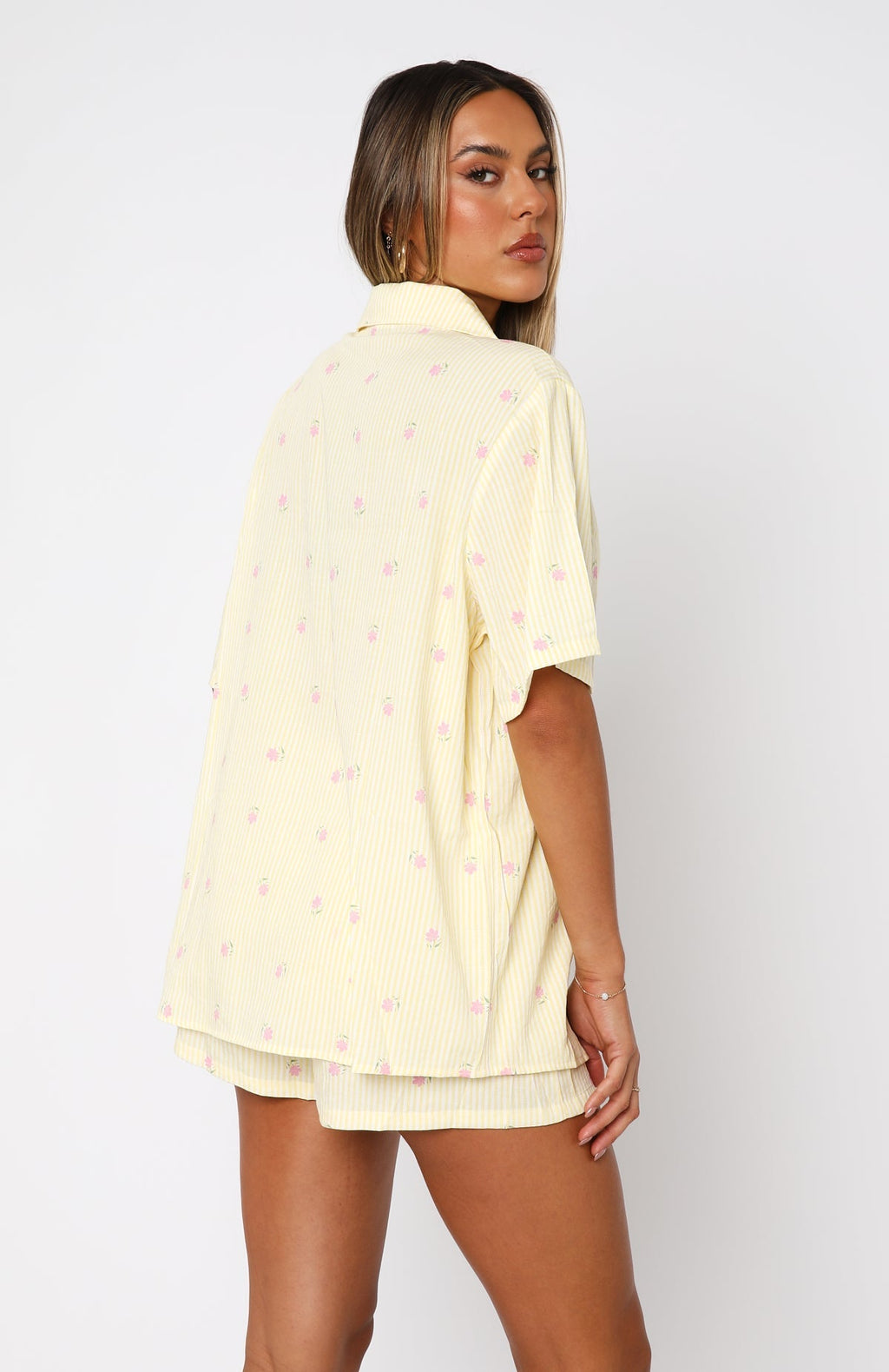 White Fox Offline Pyjama Set Lemon Meadow Stripe