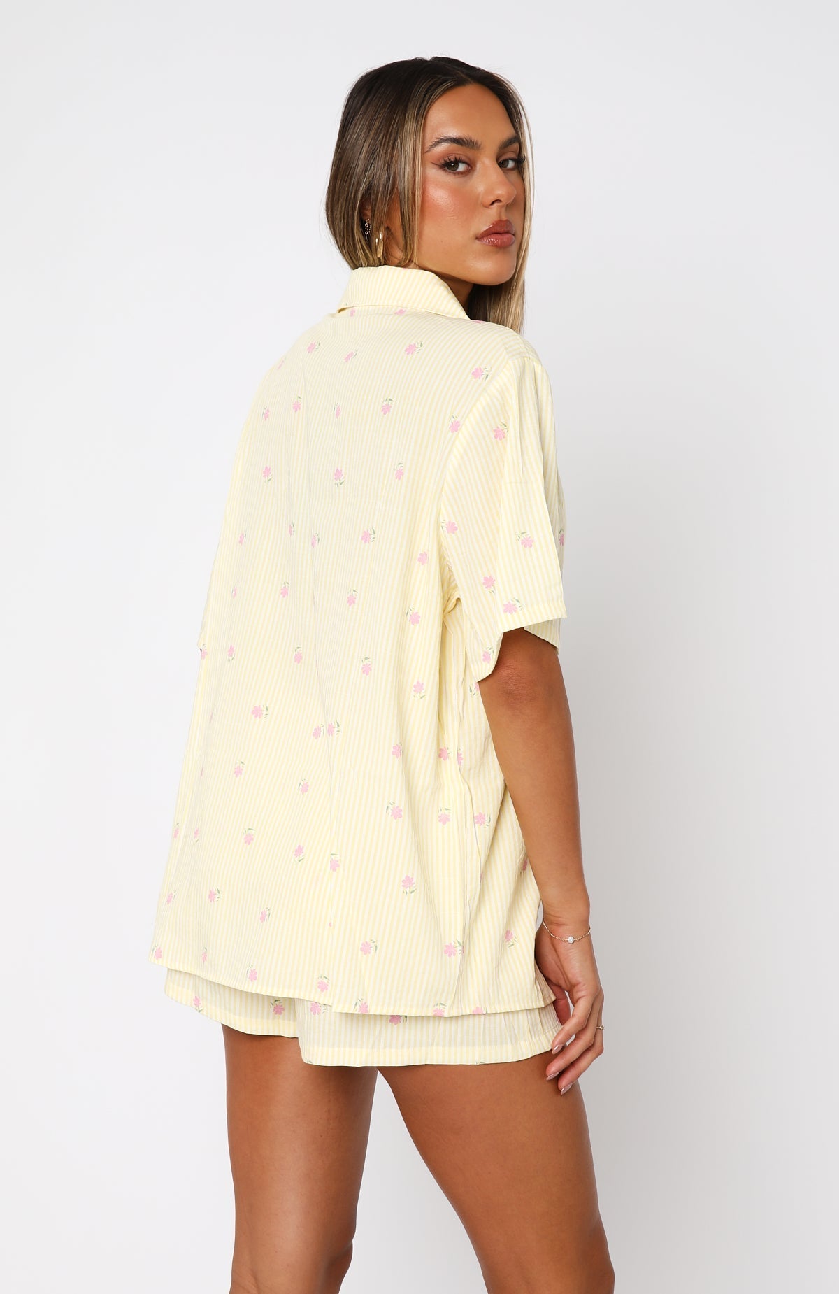 White Fox Offline Pyjama Set Lemon Meadow Stripe