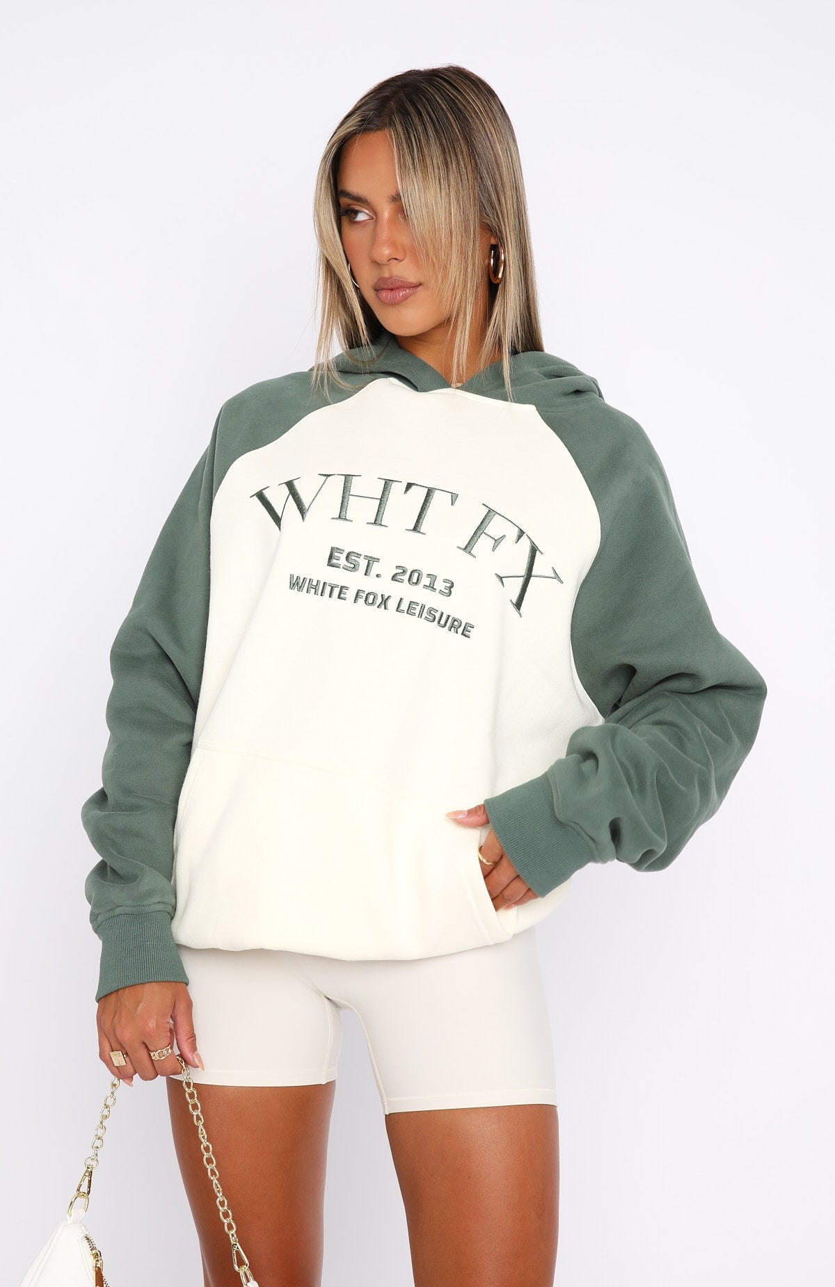 White Fox Caught Up On It Oversized Hoodie Cream