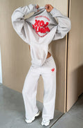 White Fox With Love For You Wide Leg Sweatpants Moon