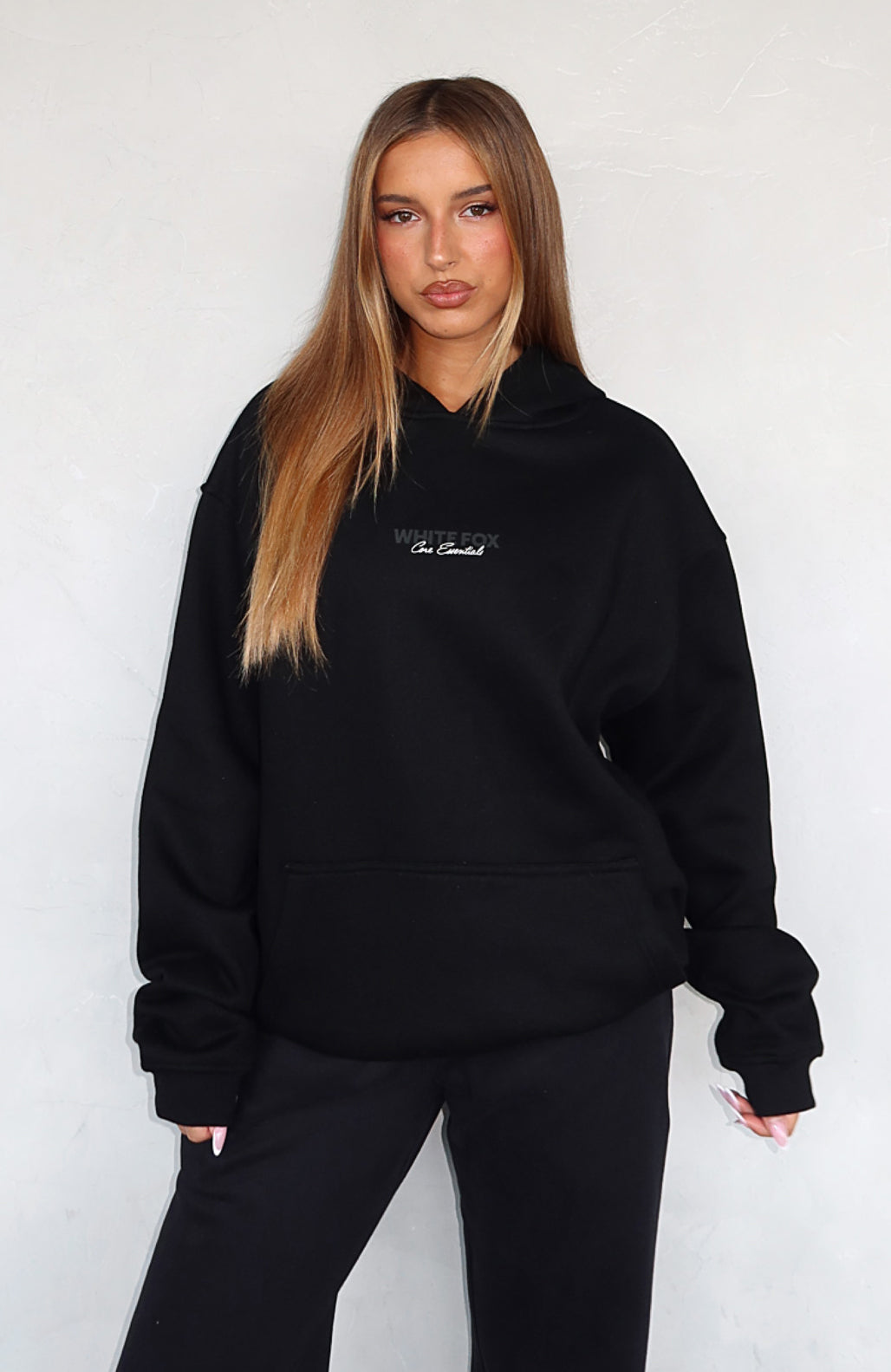 White Fox Core Essentials Oversized Hoodie Black