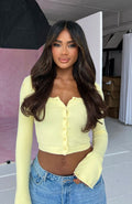 White Fox Going On Replay Long Sleeve Cardi Lemon