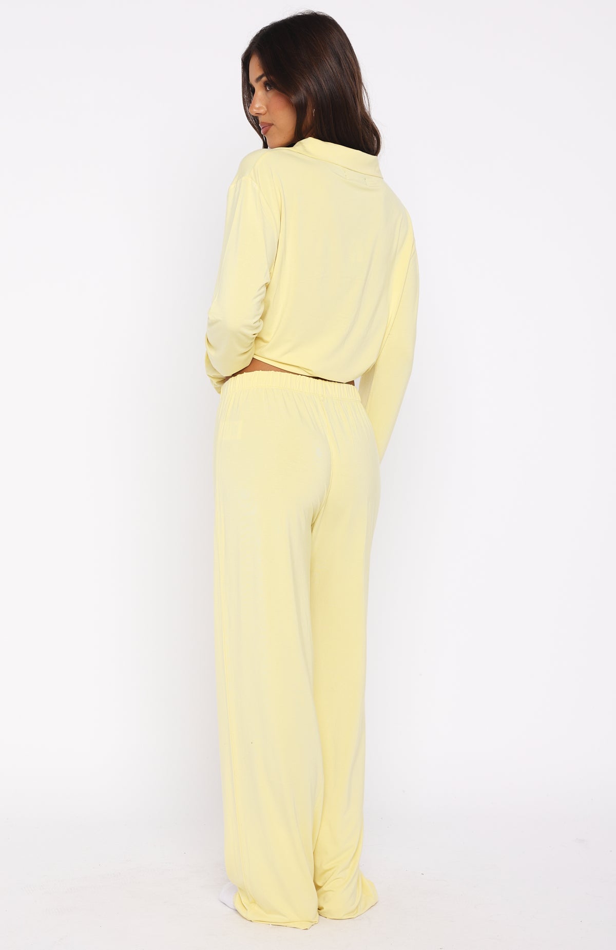 White Fox Pillow Talk Long Sleeve Pyjama Set Lemon