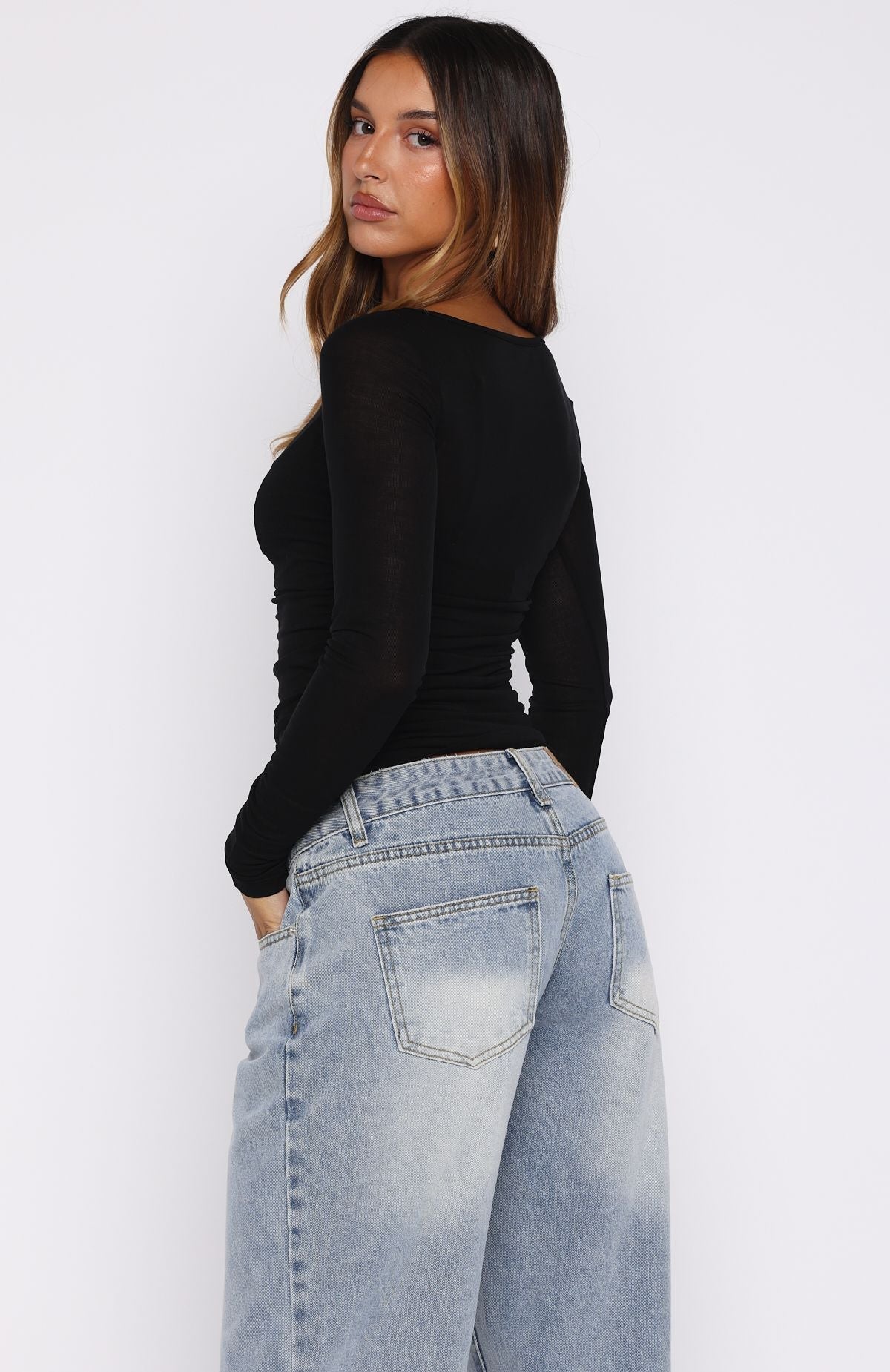 White Fox Never Took Me Serious Long Sleeve Top Black