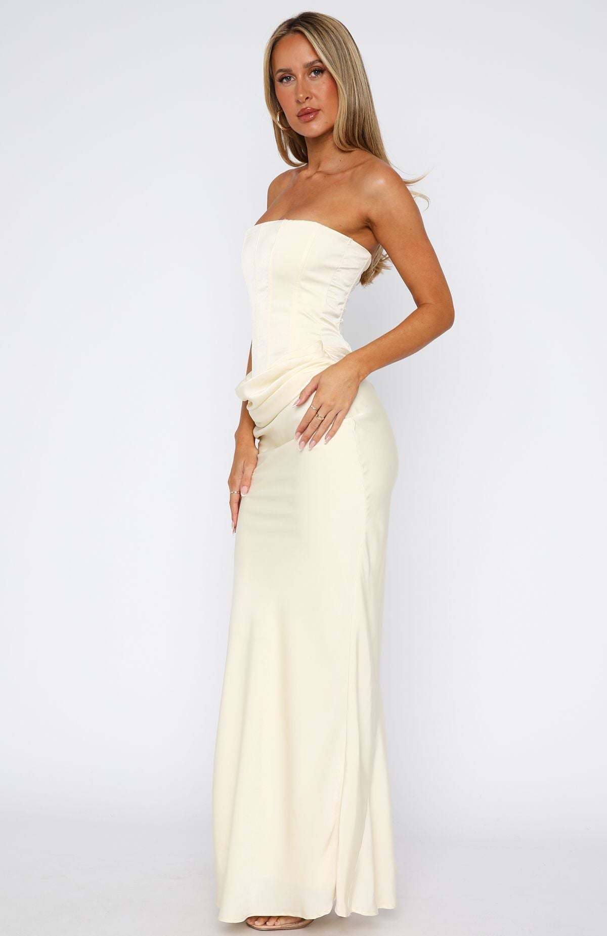White Fox Love This Feeling Maxi Dress Butter