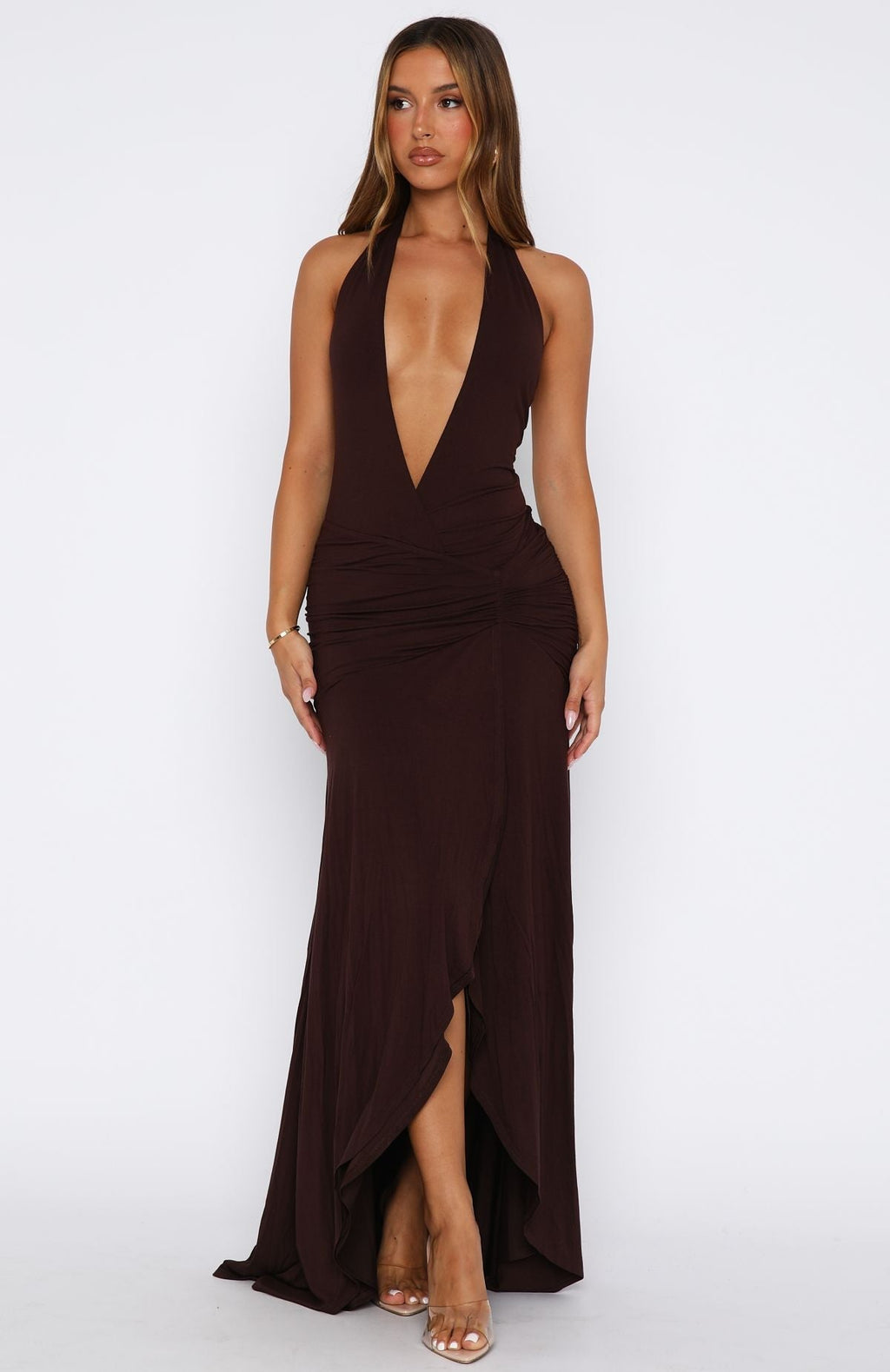 White Fox Grande Dame Maxi Dress Chocolate