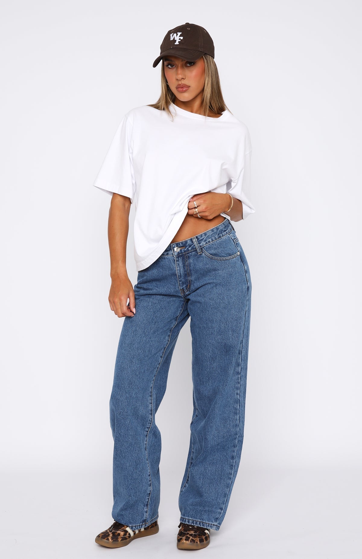 White Fox Bring The Style Low Rise Wide Leg Jeans Admiral Blue