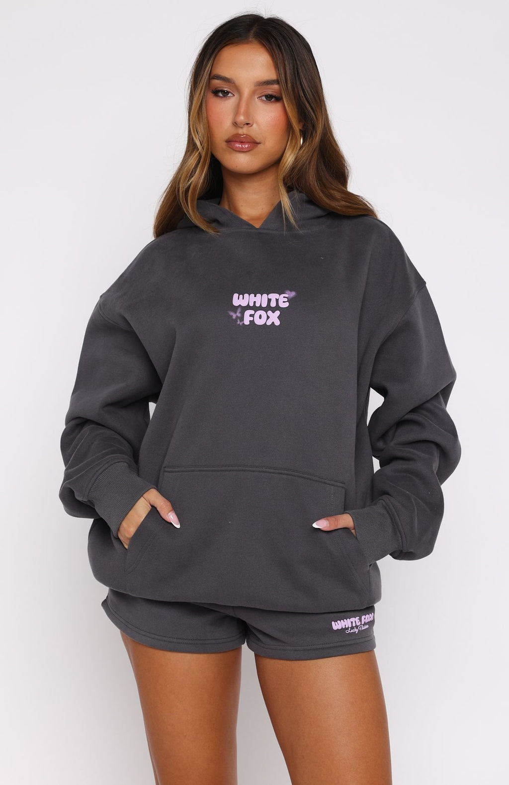 White Fox Lucky Thirteen Stephanie Oversized Hoodie Volcanic