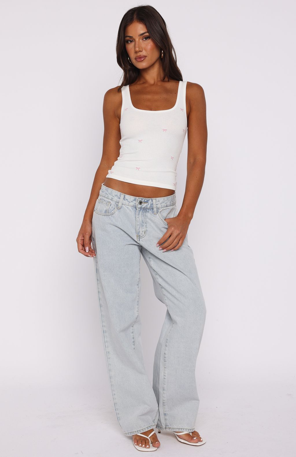 White Fox Perfectly Tied Ribbed Tank White
