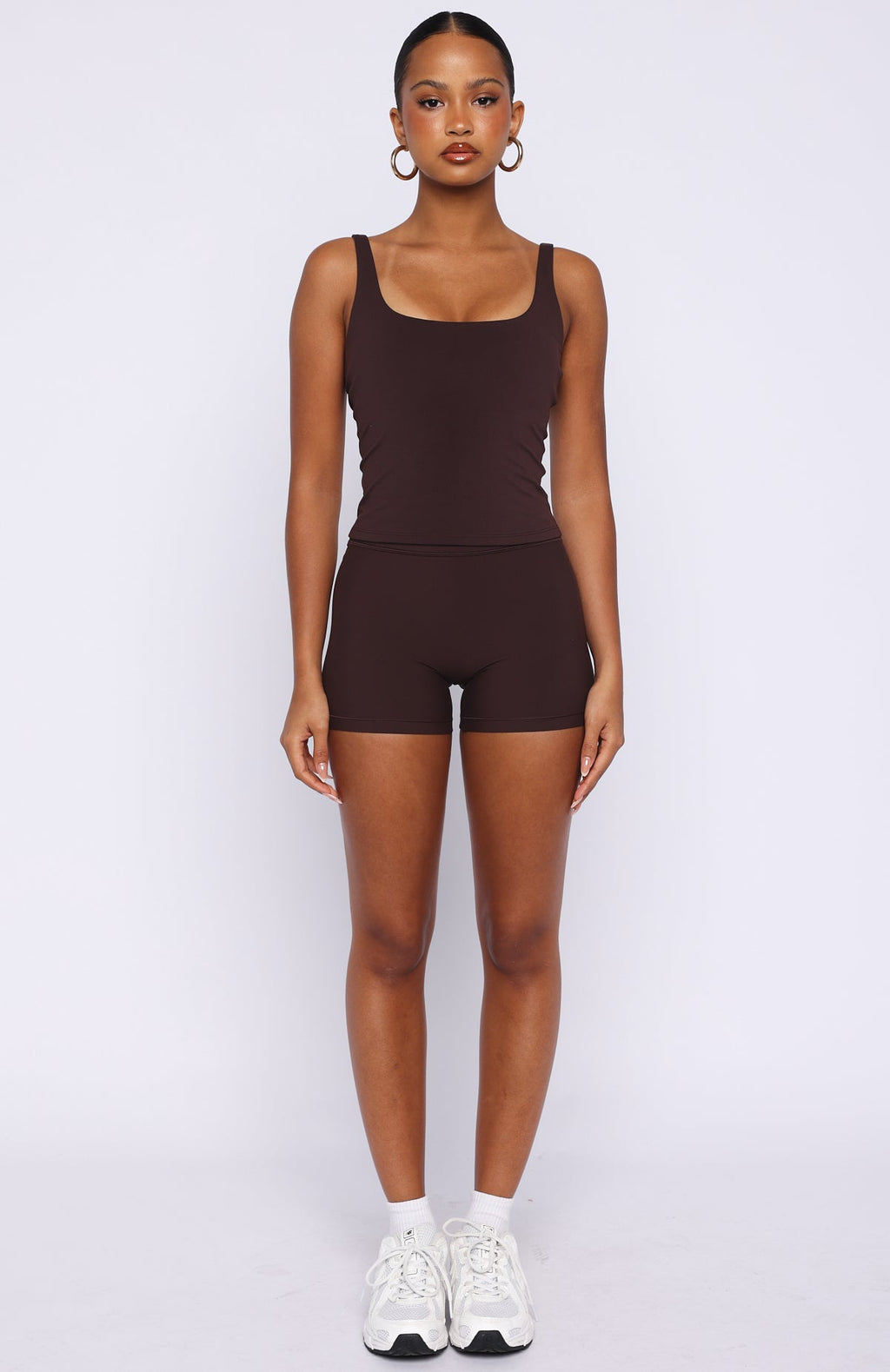 White Fox More To You Active Tank Dark Chocolate