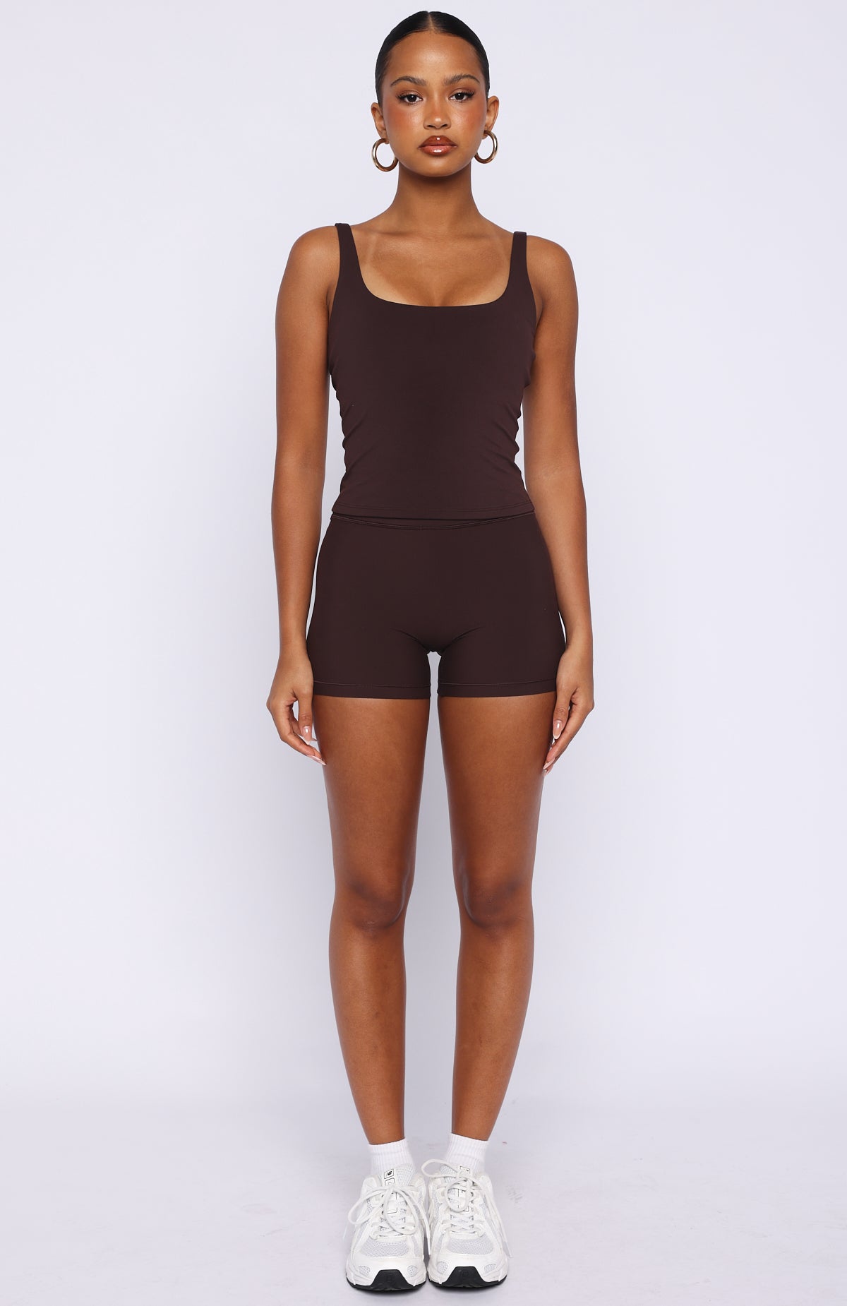 White Fox More To You Active Tank Dark Chocolate