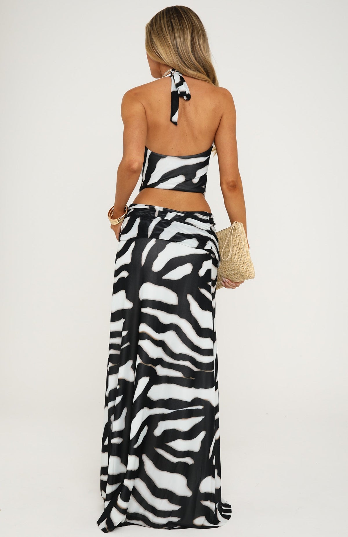 White Fox Tropic Isla Maxi Dress Blurred Noir