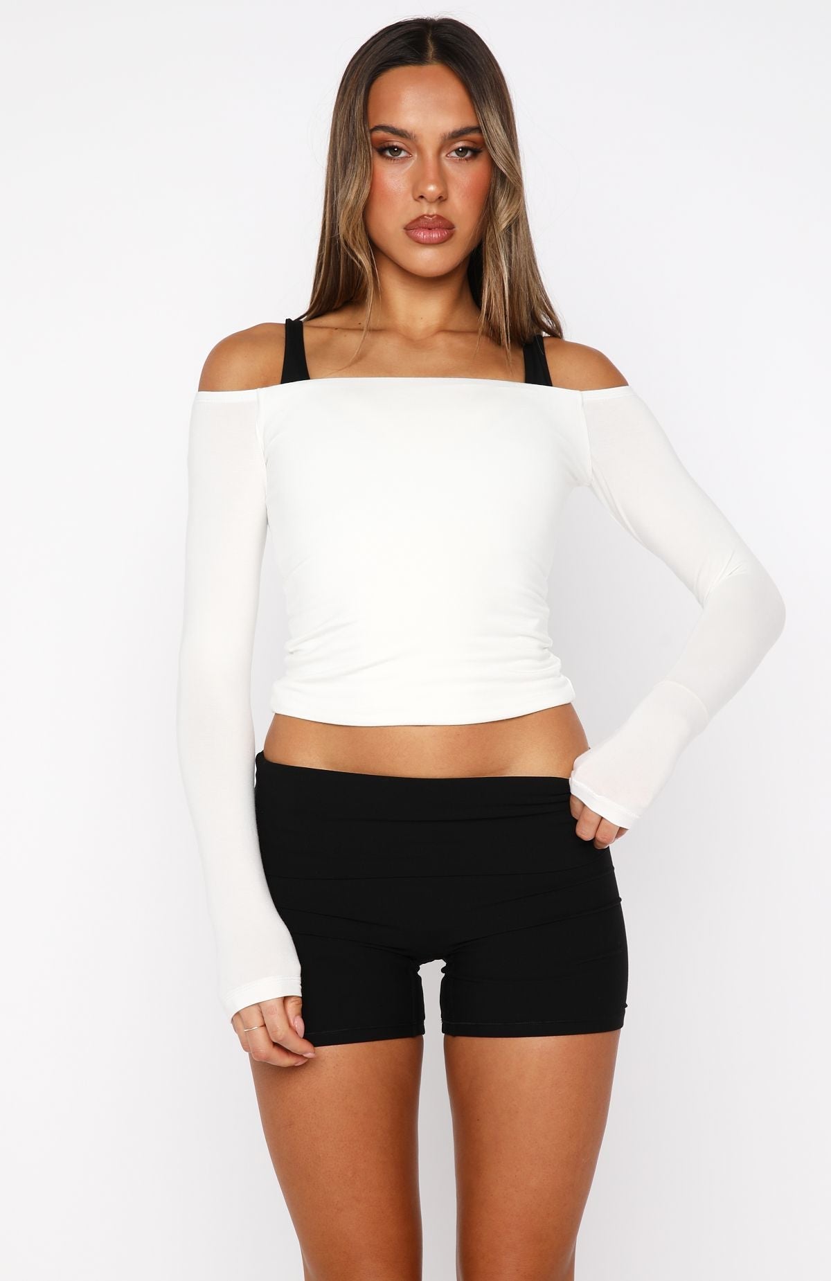White Fox Mad For You Long Sleeve Top Cream