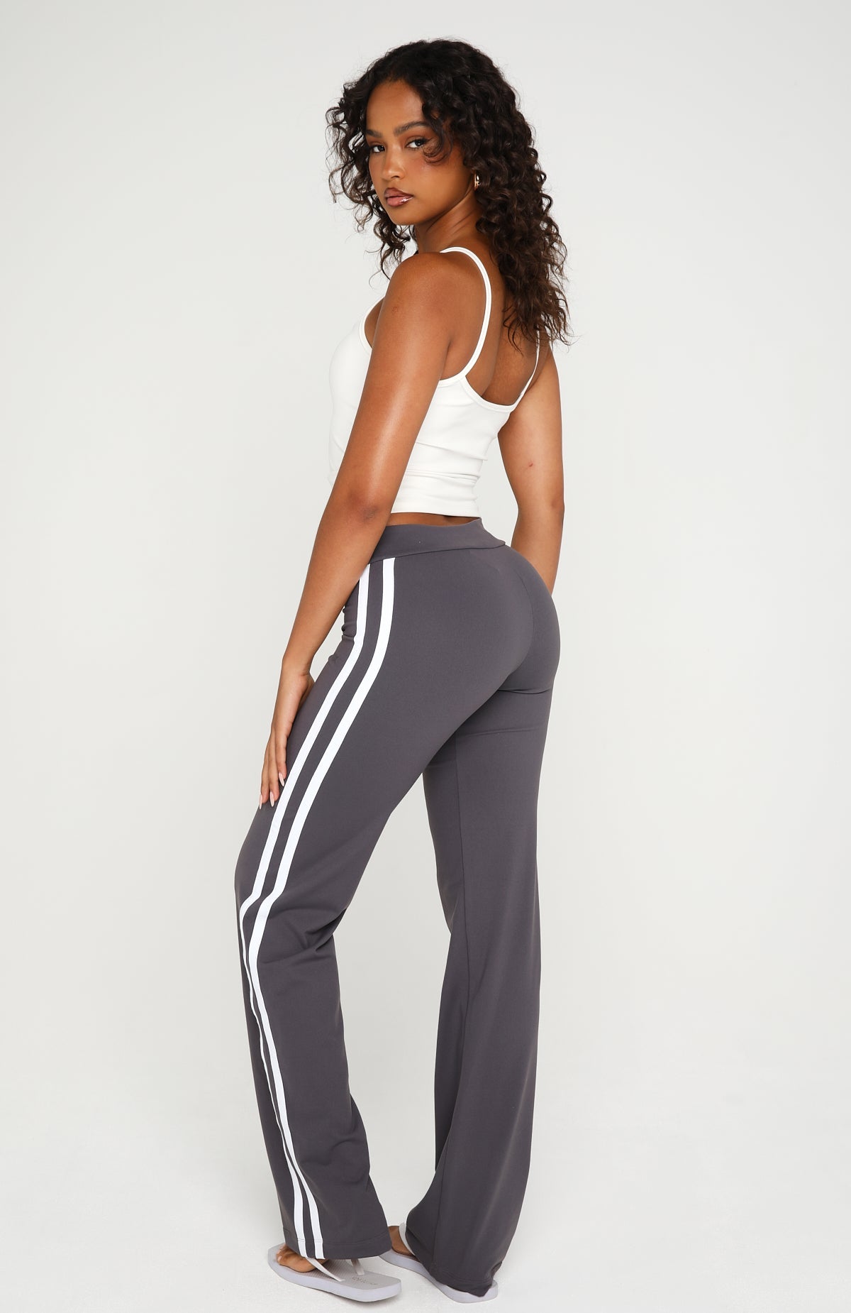 White Fox Almost Ready Straight Leg Pants Charcoal