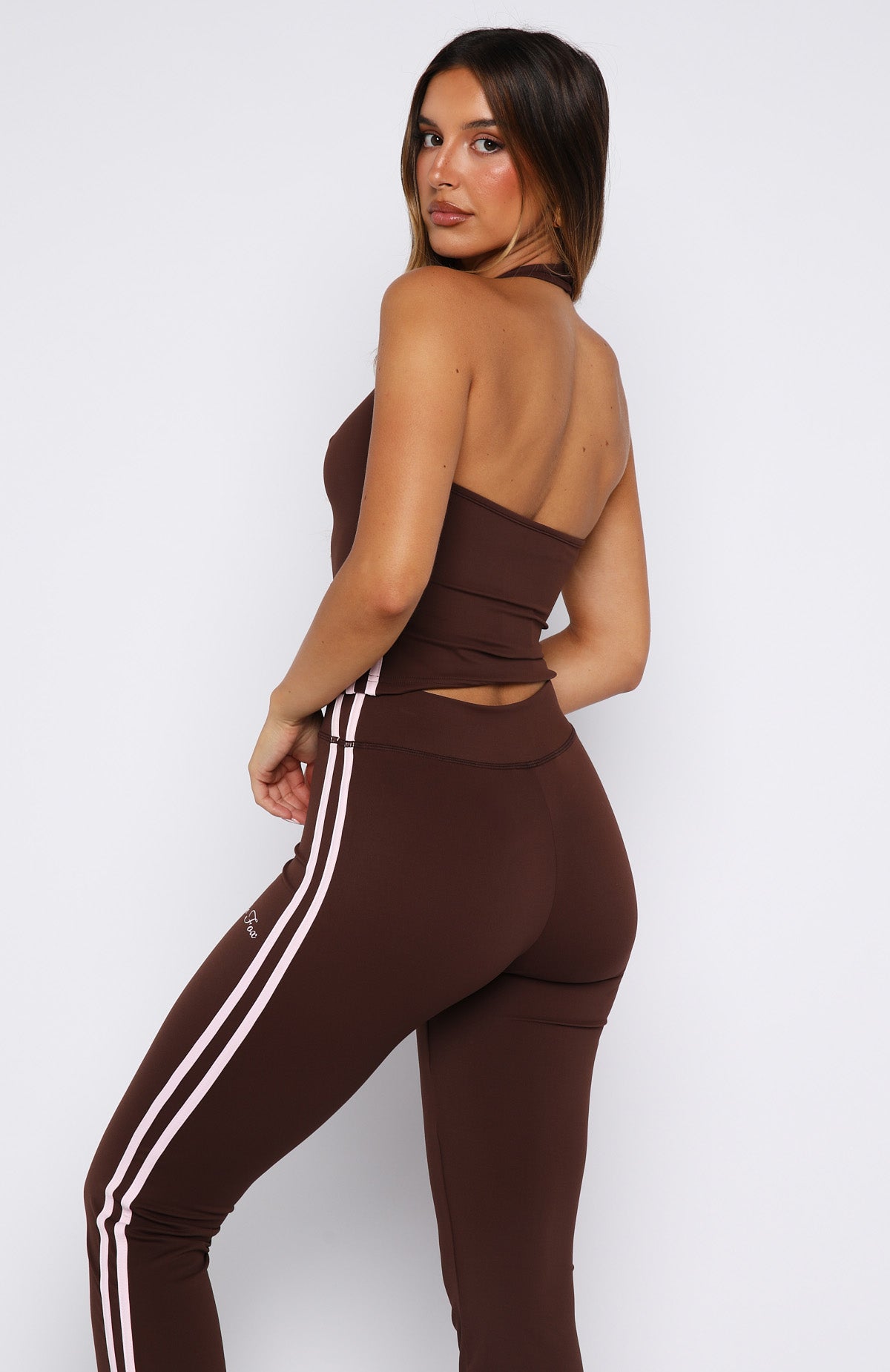 White Fox She Means Business Halter Top Chocolate