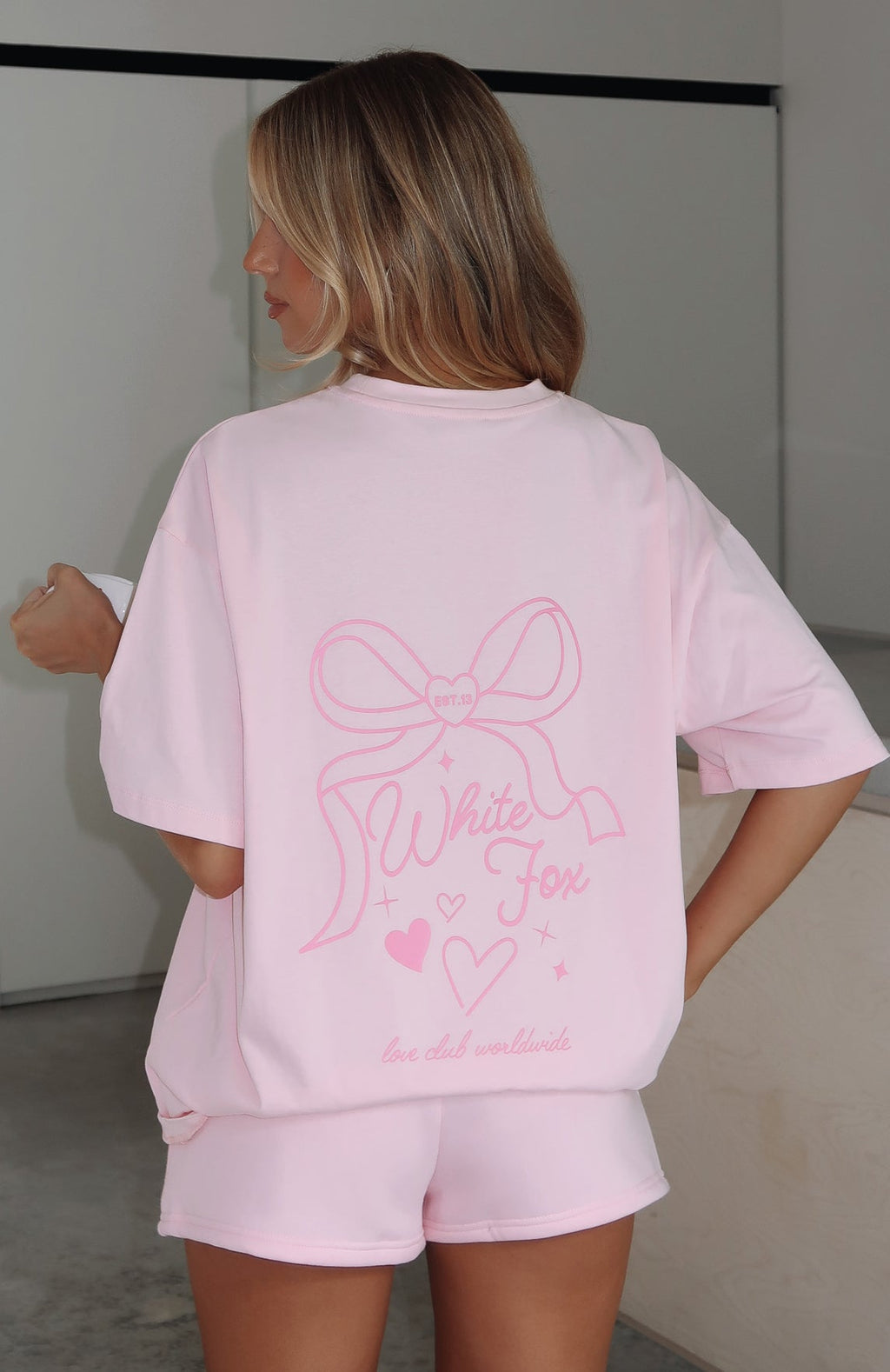 White Fox Love You Forever Oversized Tee Pink