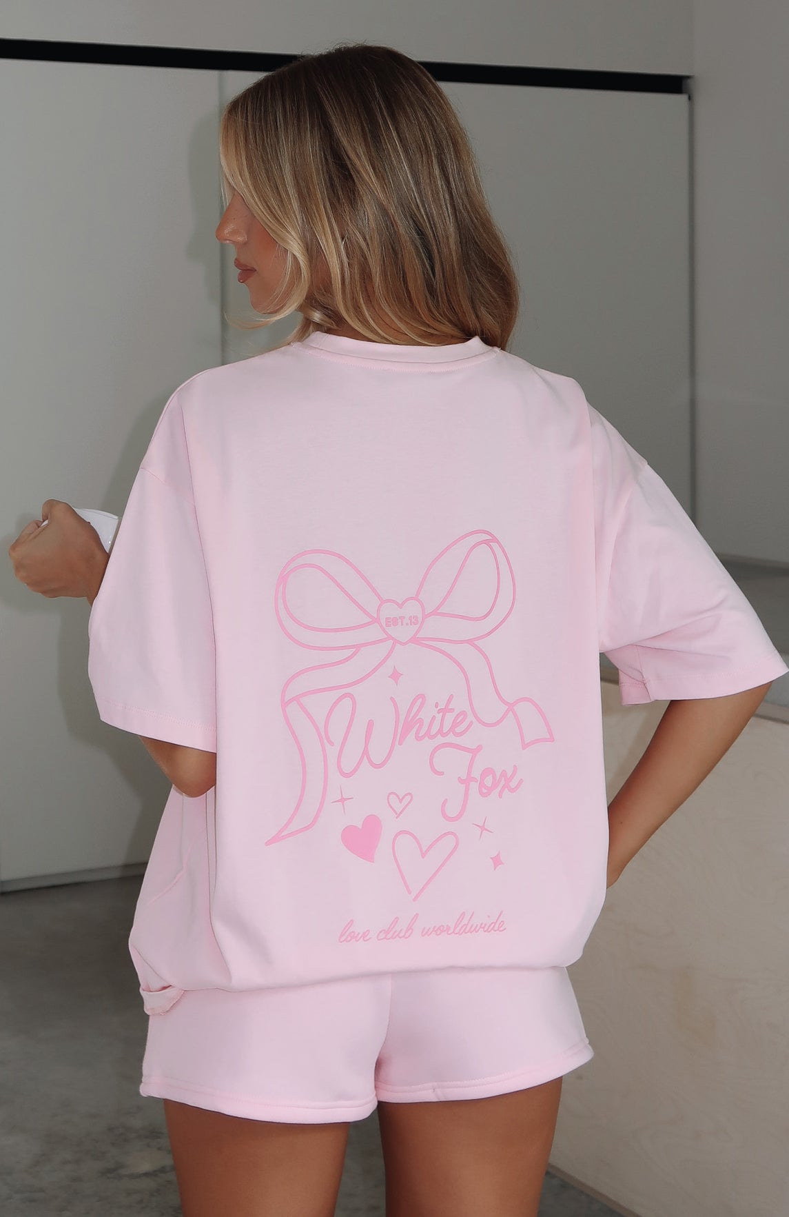 White Fox Love You Forever Oversized Tee Pink