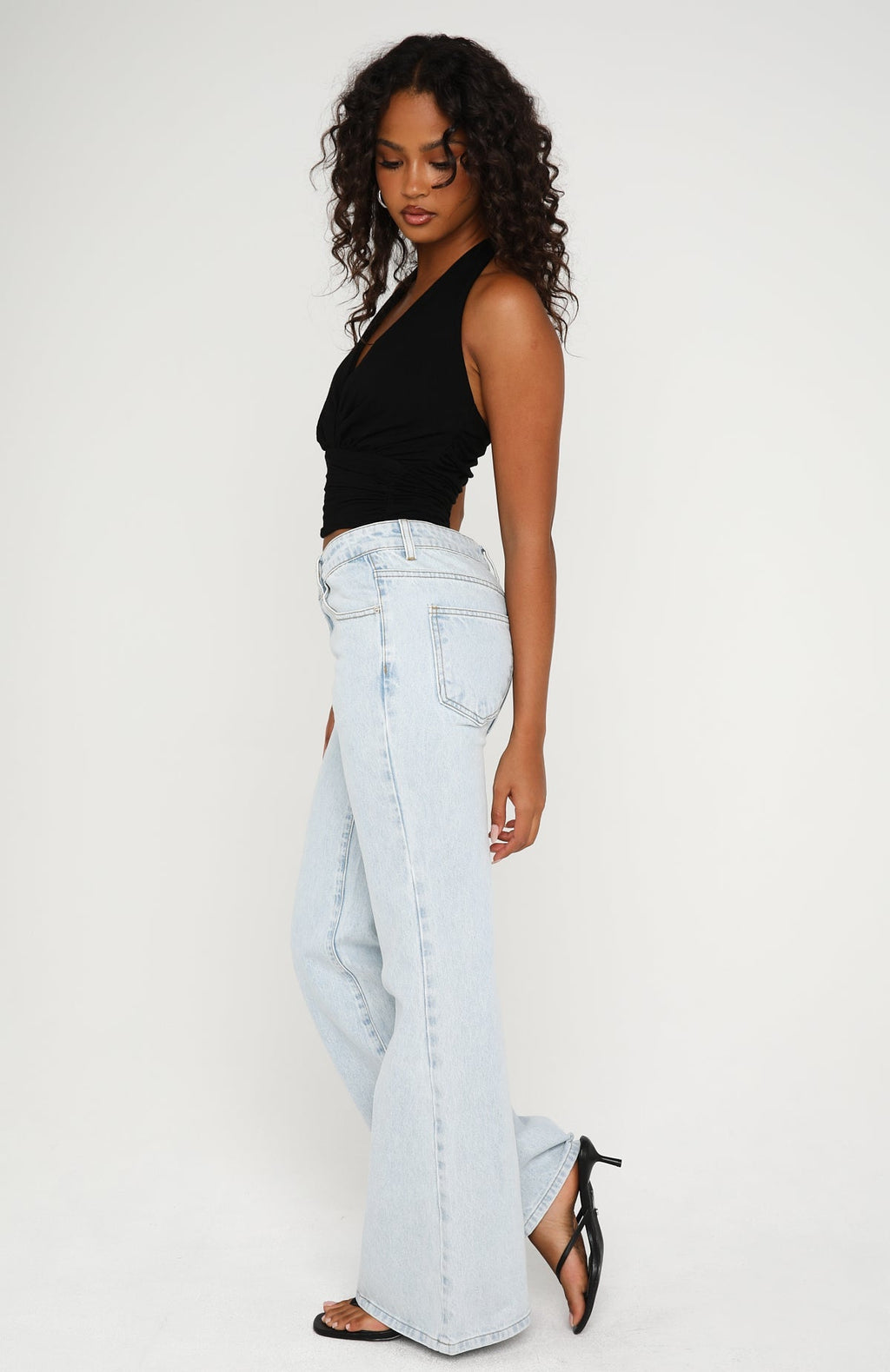 White Fox Cielo Low Rise Flare Leg Jeans Glacier Blue Wash