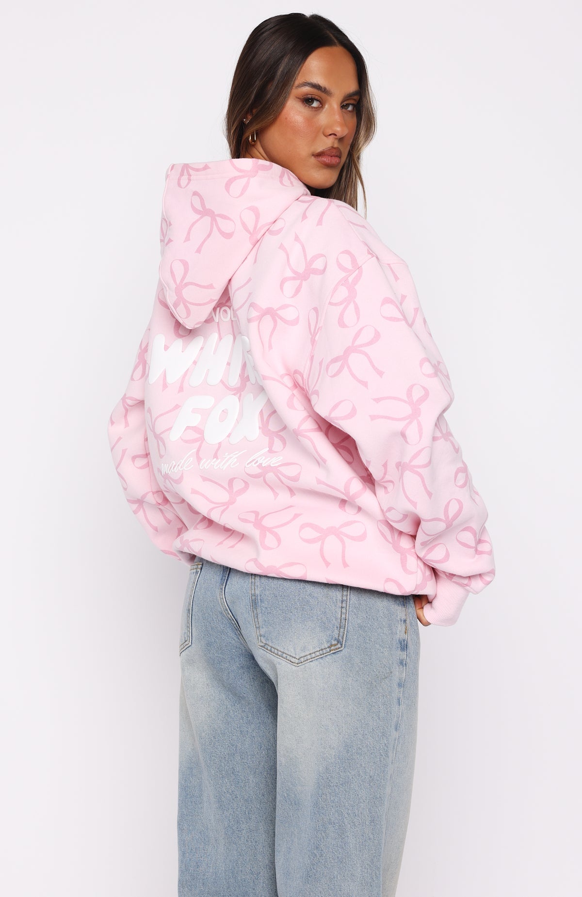 White Fox Vol. 1 Oversized Printed Hoodie Posy Bow