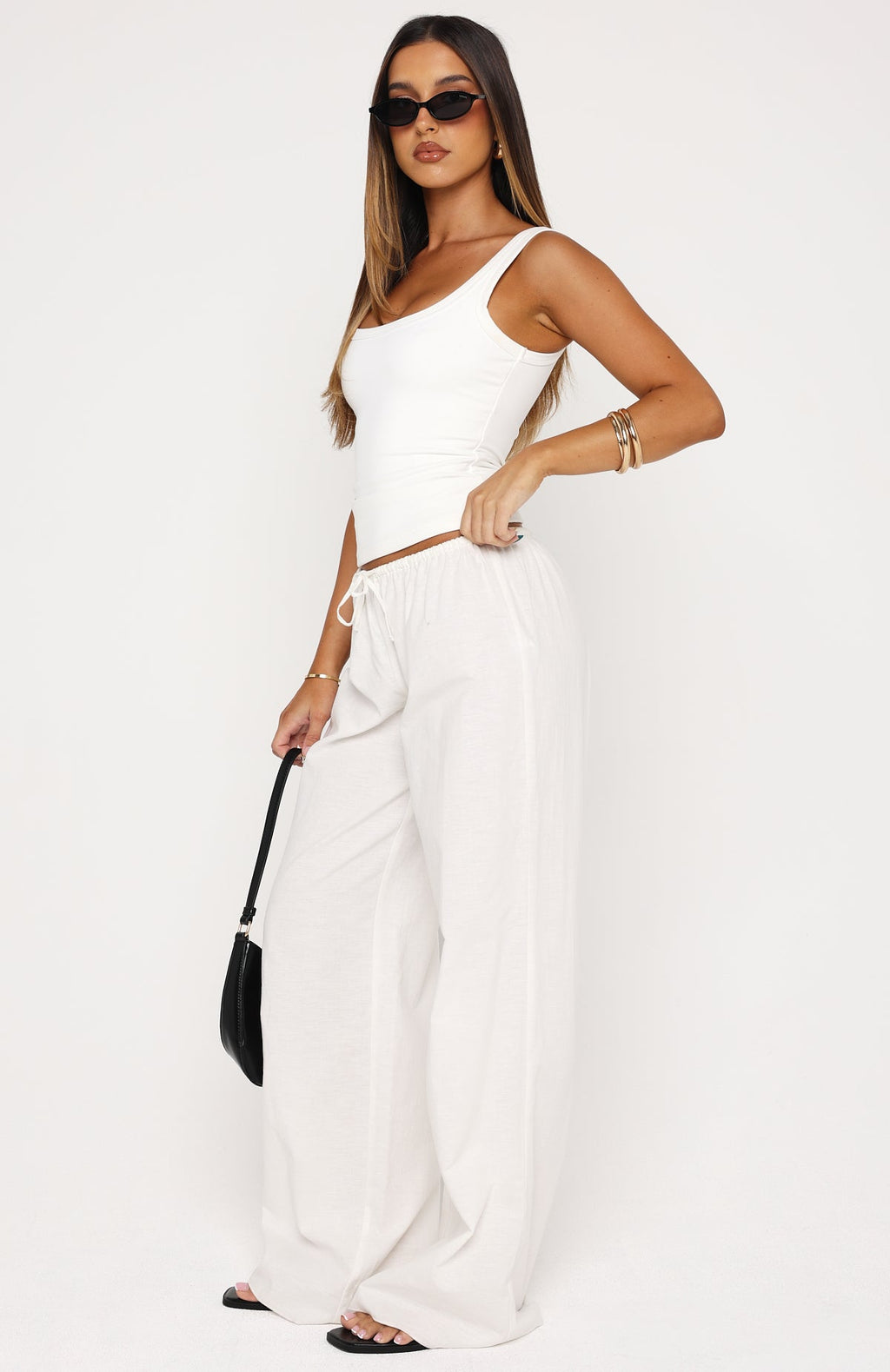 White Fox Lover's Refresh Linen Pants White