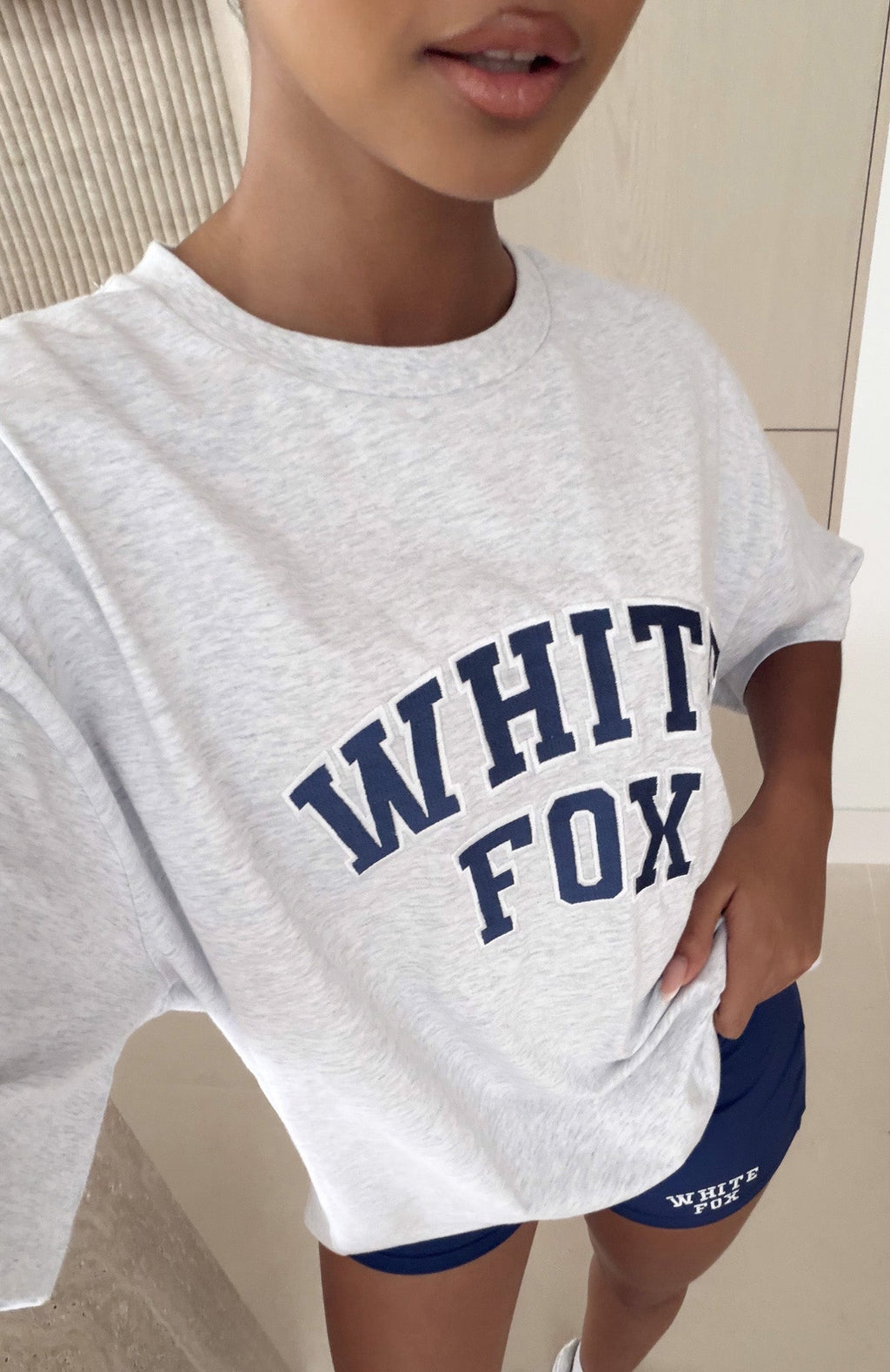 White Fox Starting Fresh Oversized Tee Grey Marle