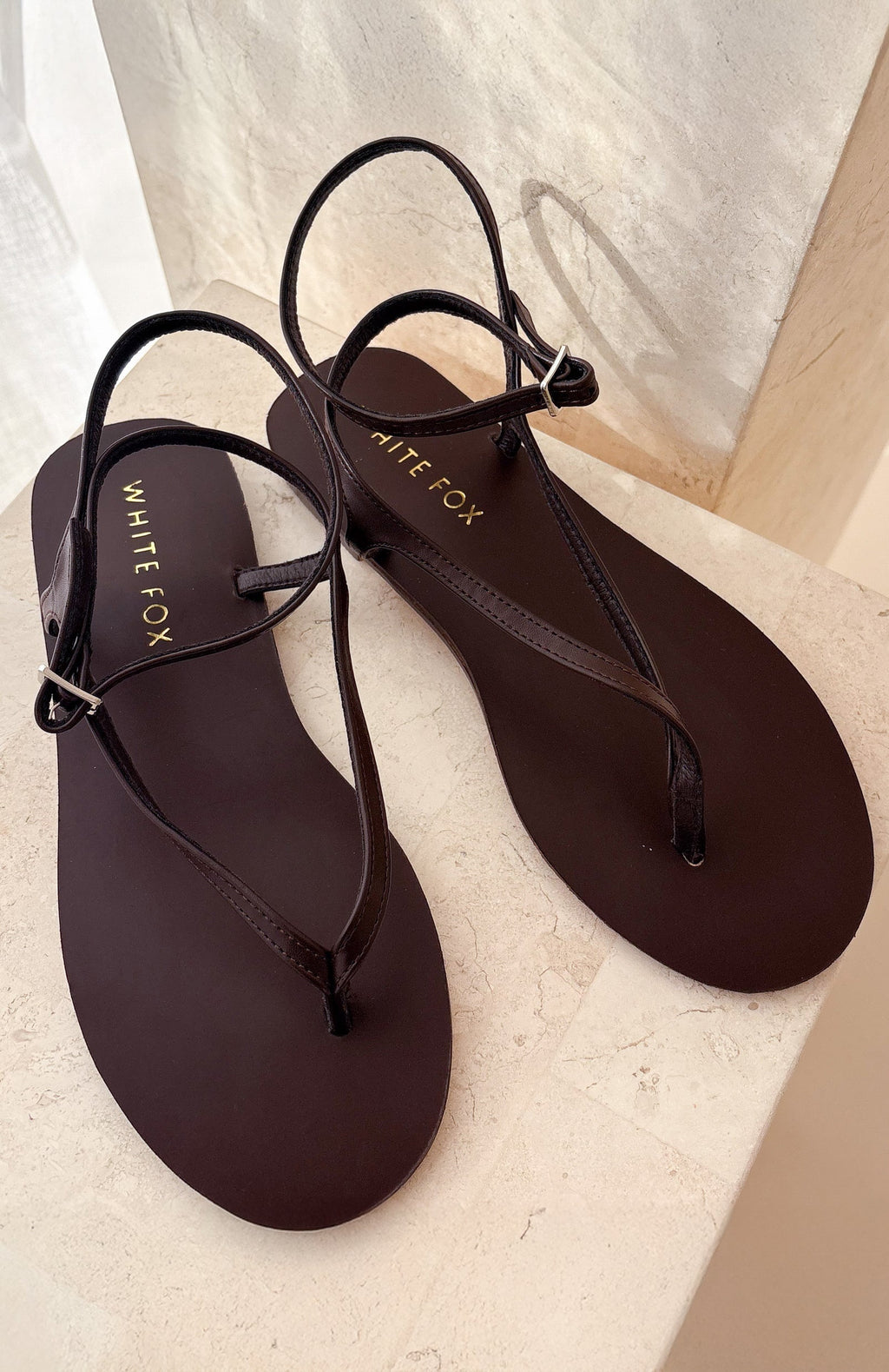 White Fox Eleri Thong Sandals Chocolate