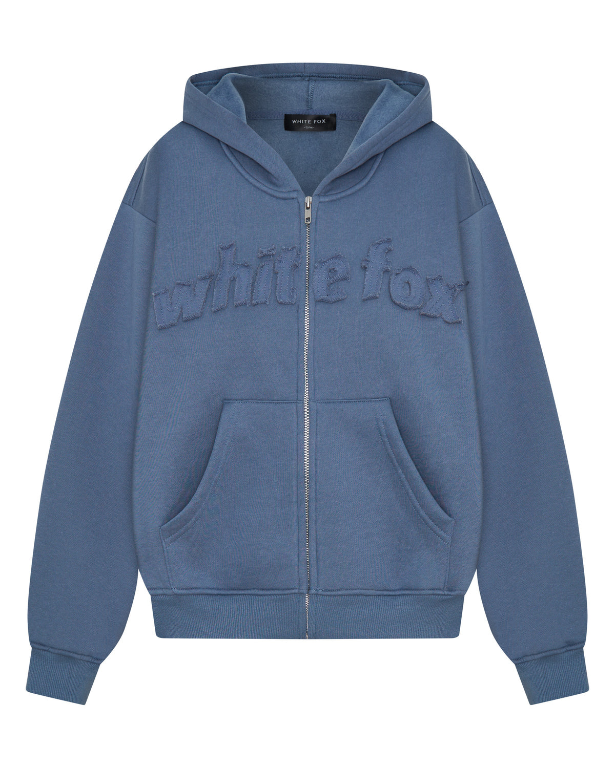 White Fox From The Archives Lexi Boxy Zip Front Hoodie Ocean