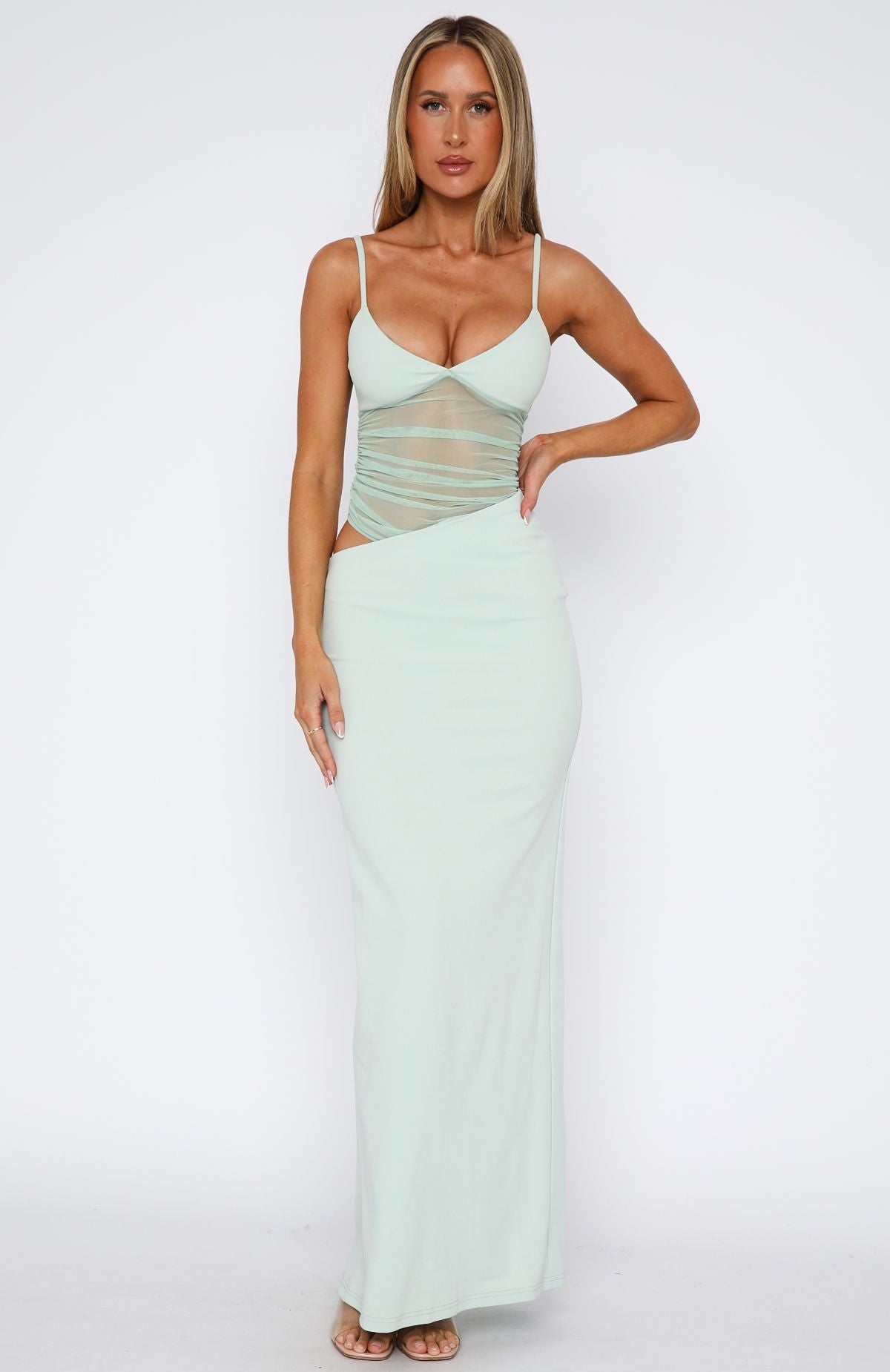 White Fox Call Me Up Maxi Dress Mint