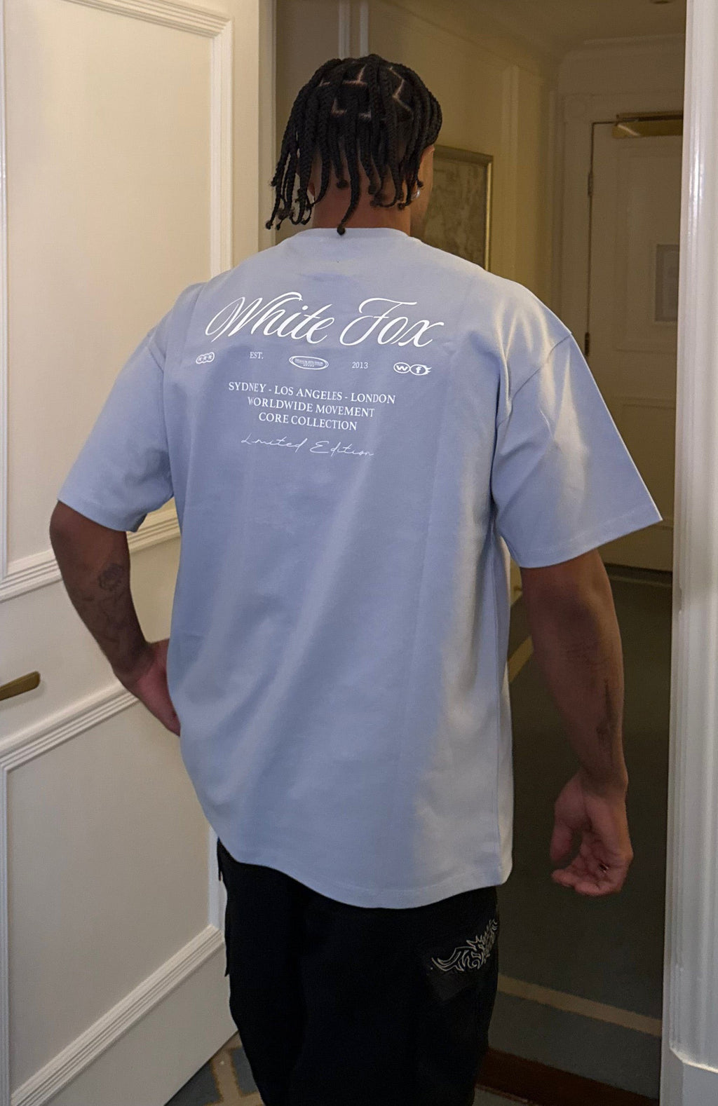 White Fox At Second Glance Oversized Tee Light Blue