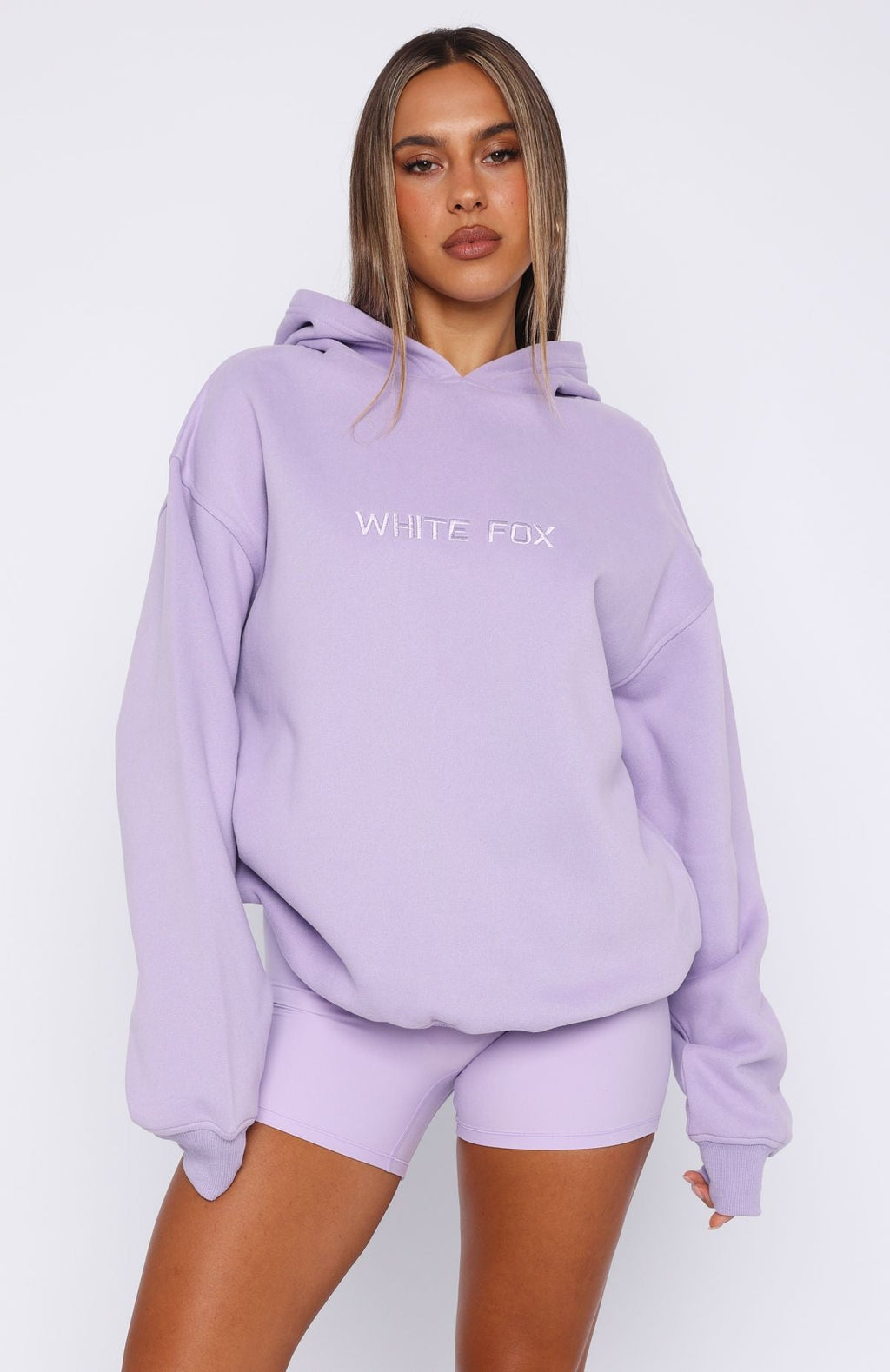 White Fox Stay Lifted Oversized Hoodie Lavender