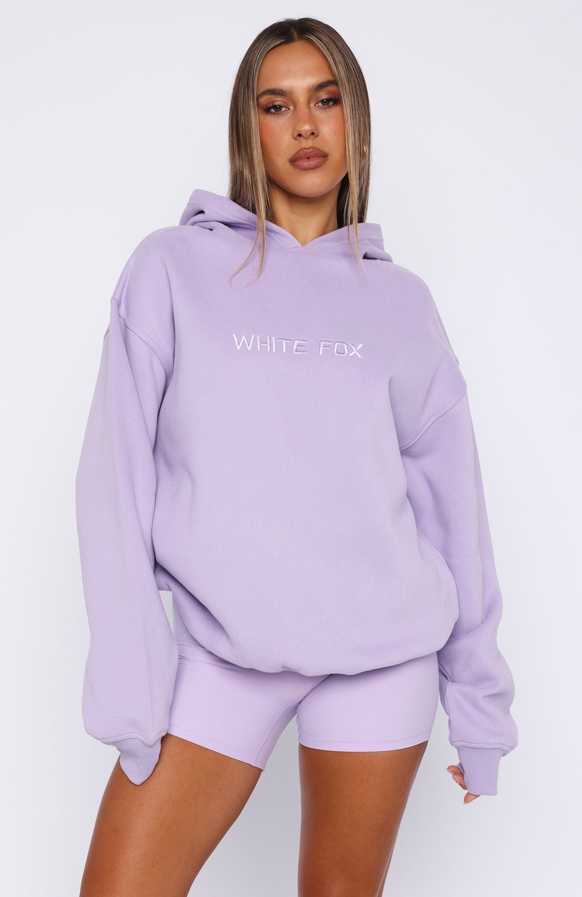 White Fox Stay Lifted Oversized Hoodie Lavender