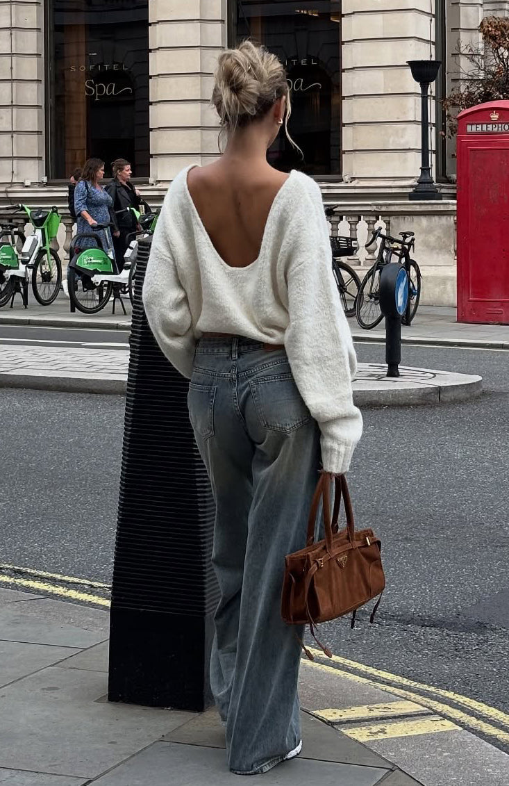 White Fox Softer Love Knit Sweater Off White