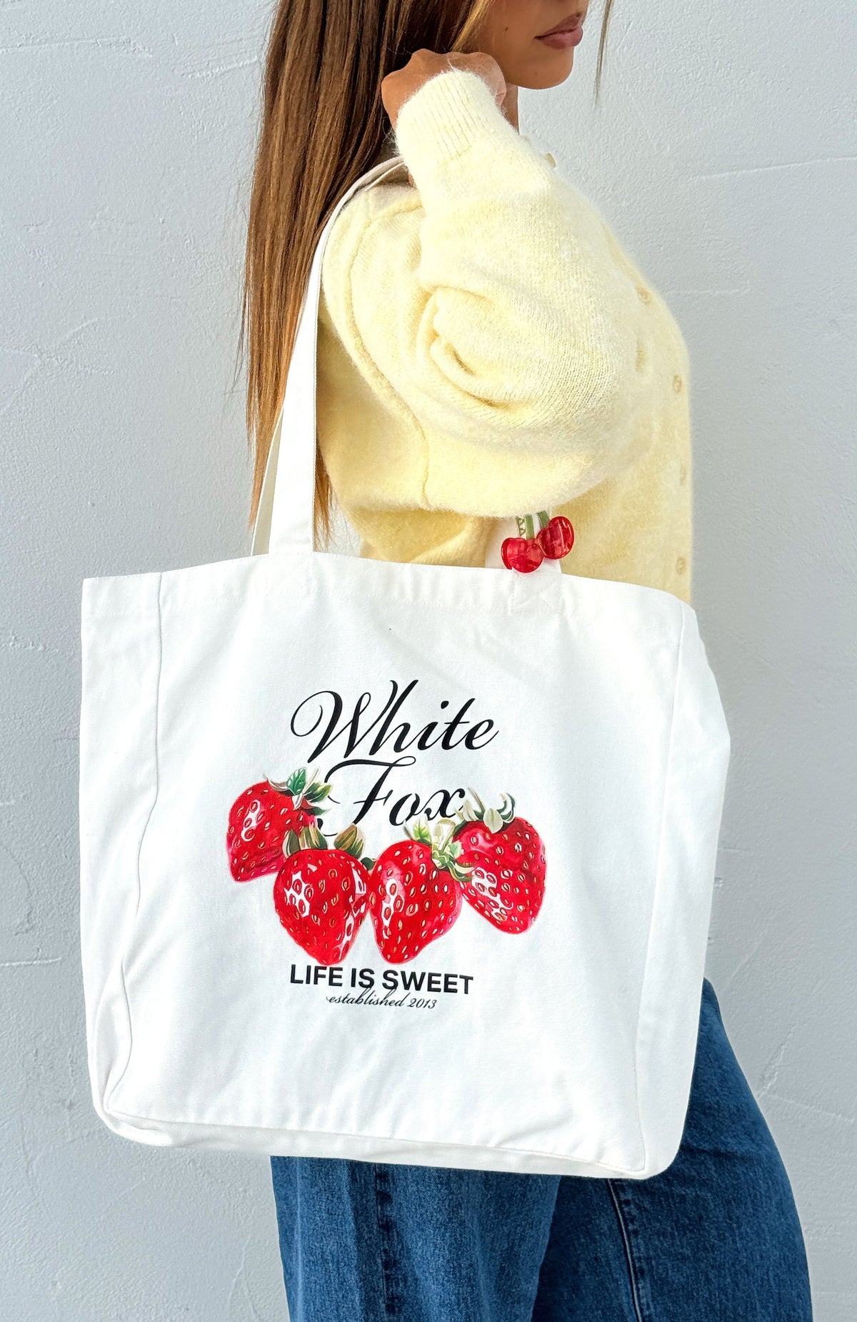 White Fox Life Is Sweet Tote Bag Off White