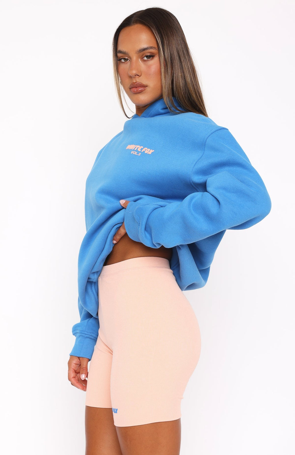 White Fox Offstage Ribbed Bike Shorts Apricot Ice